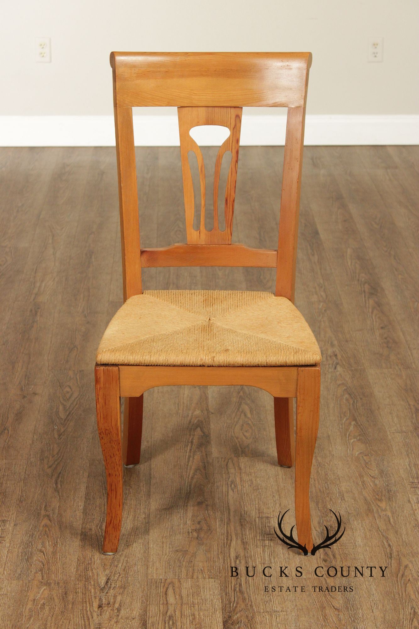 French Country Style Set Of 6 Rush Seat Dining Chairs