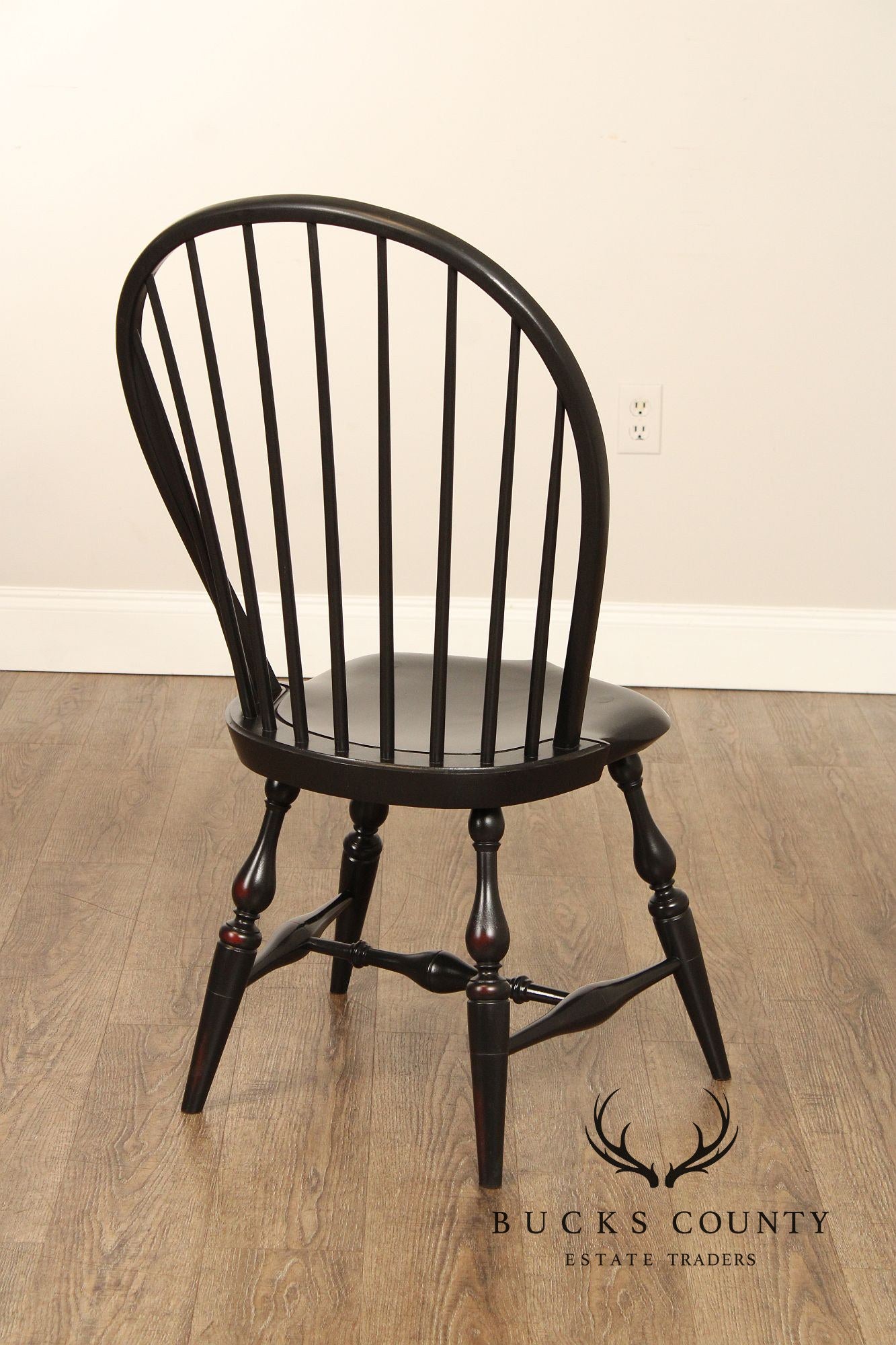 Warren Chair Works Set Of Six Black Painted Windsor Dining Chairs