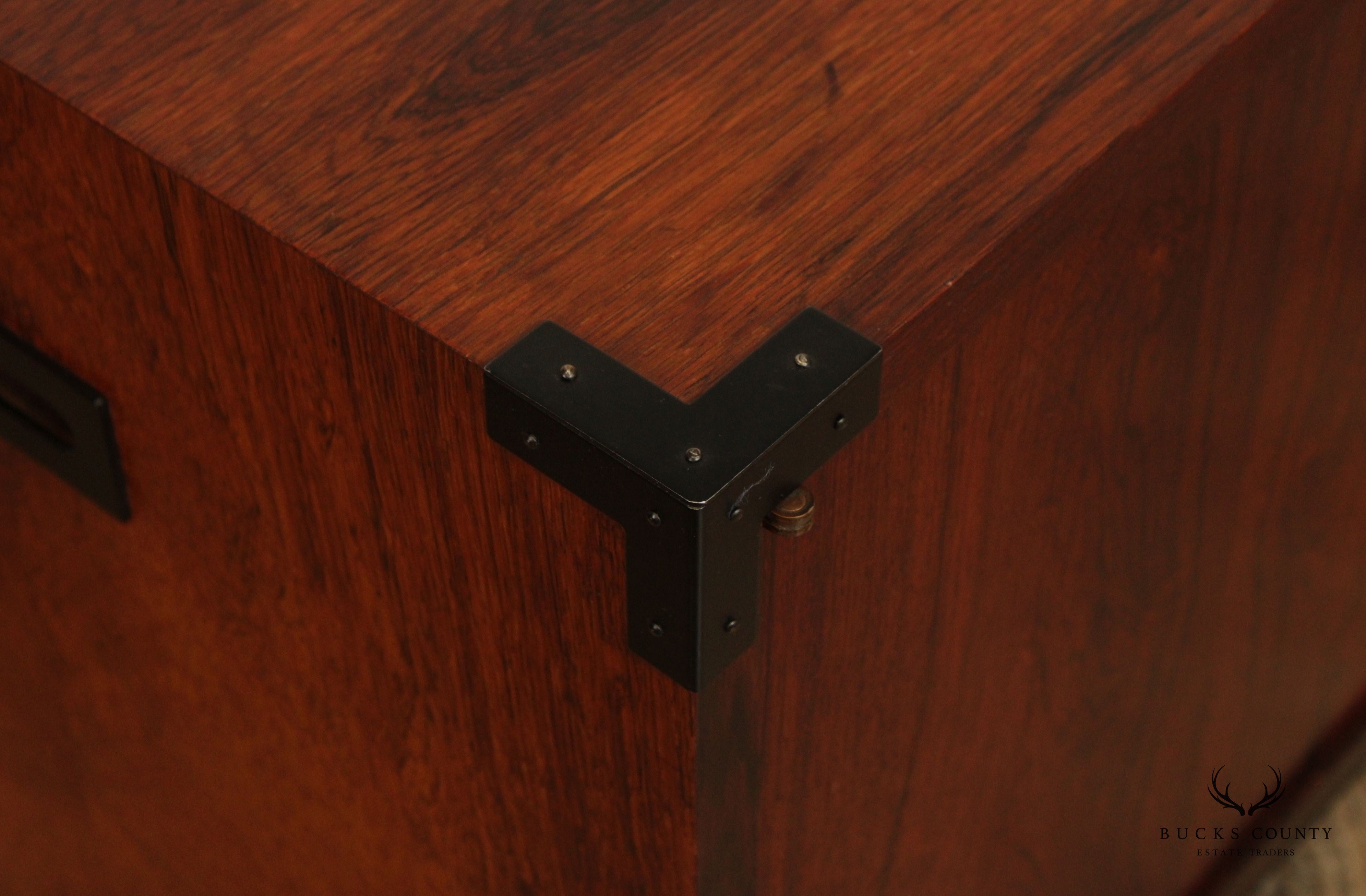 Mid Century Campaign Style Two-Door Rosewood Cabinet