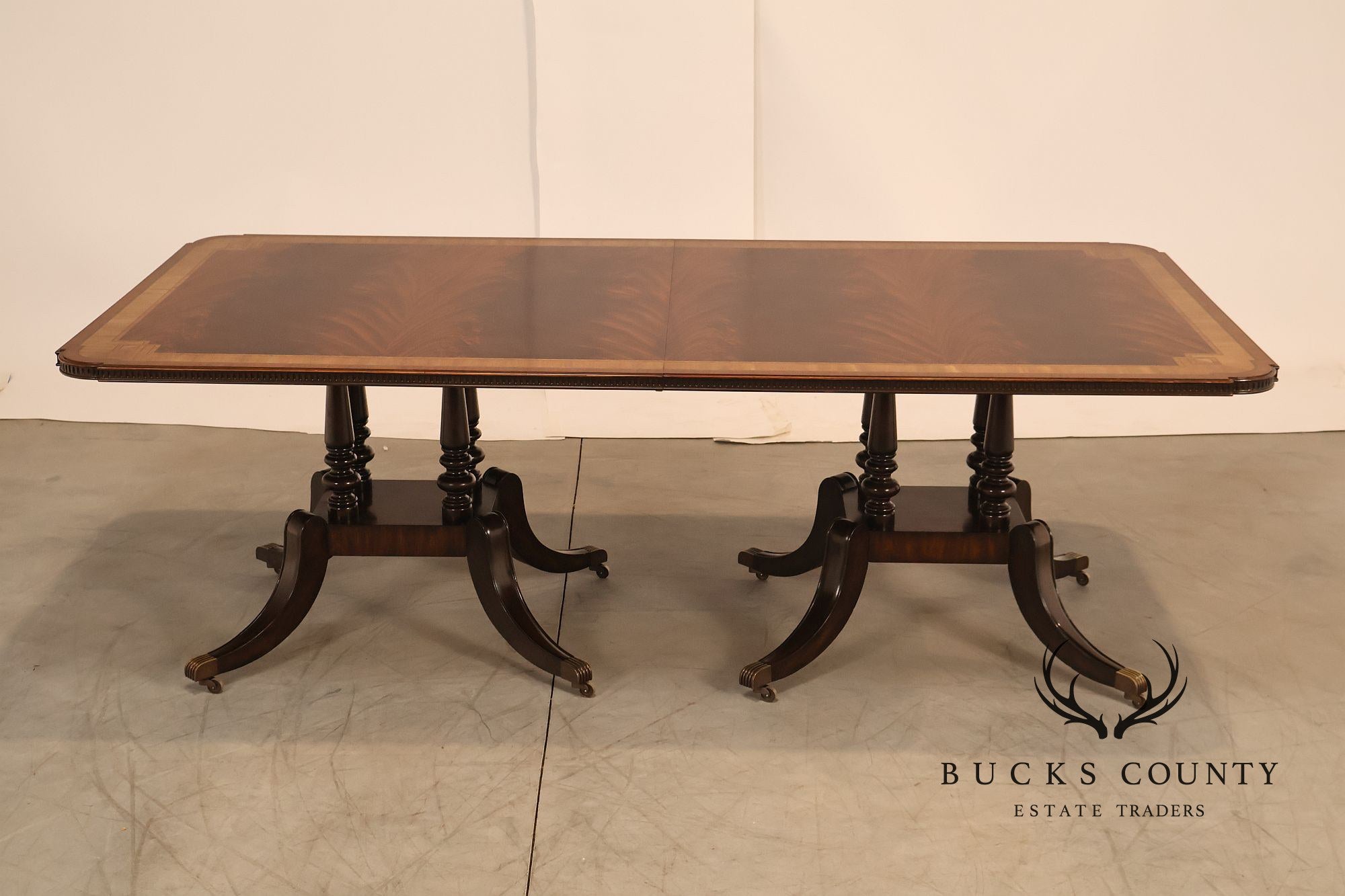 Maitland Smith Greek Key Mahogany & Satinwood Banded Dining Table