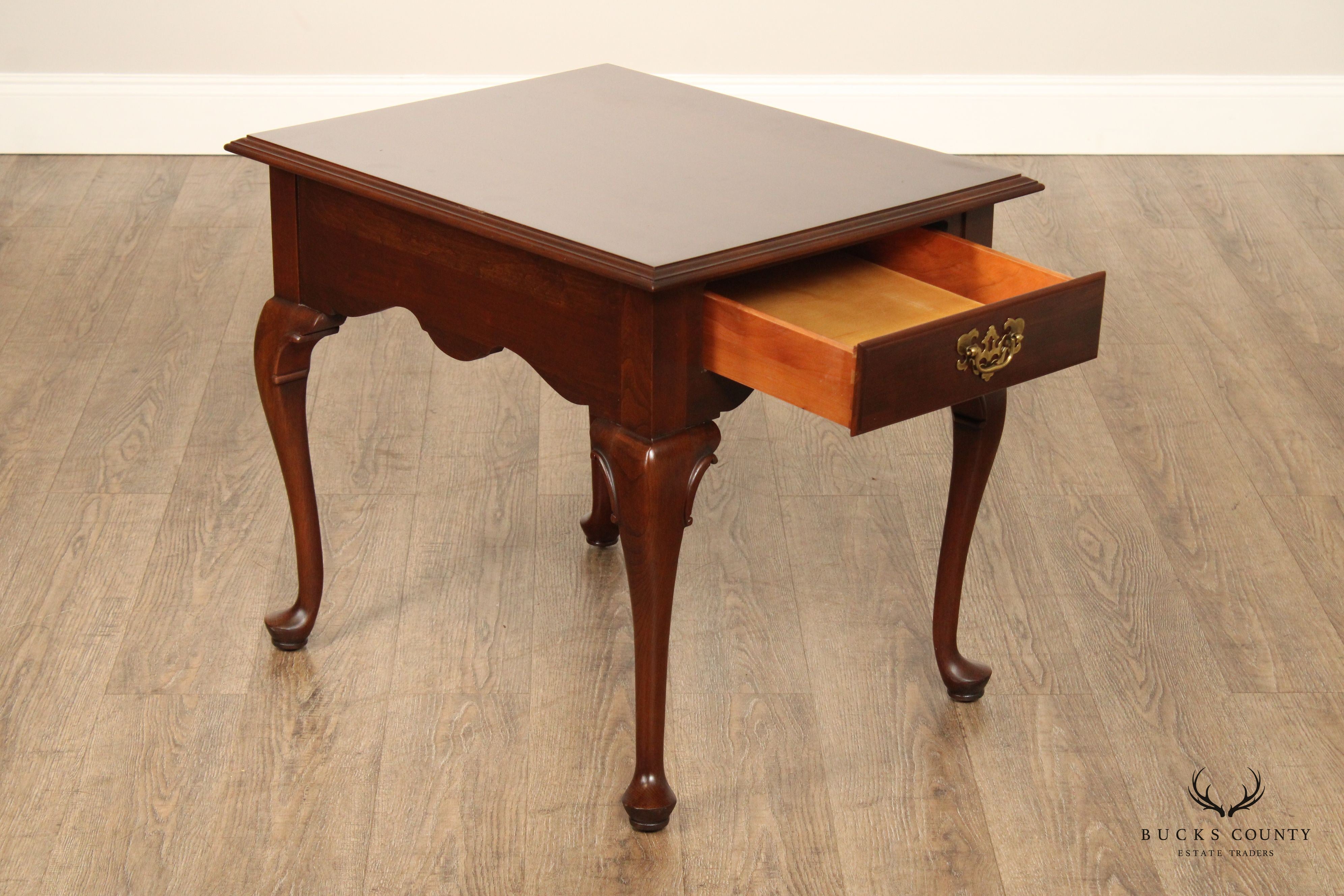 ETHAN ALLEN 'GEORGIAN COURT' QUEEN ANNE STYLE CHERRY END TABLE