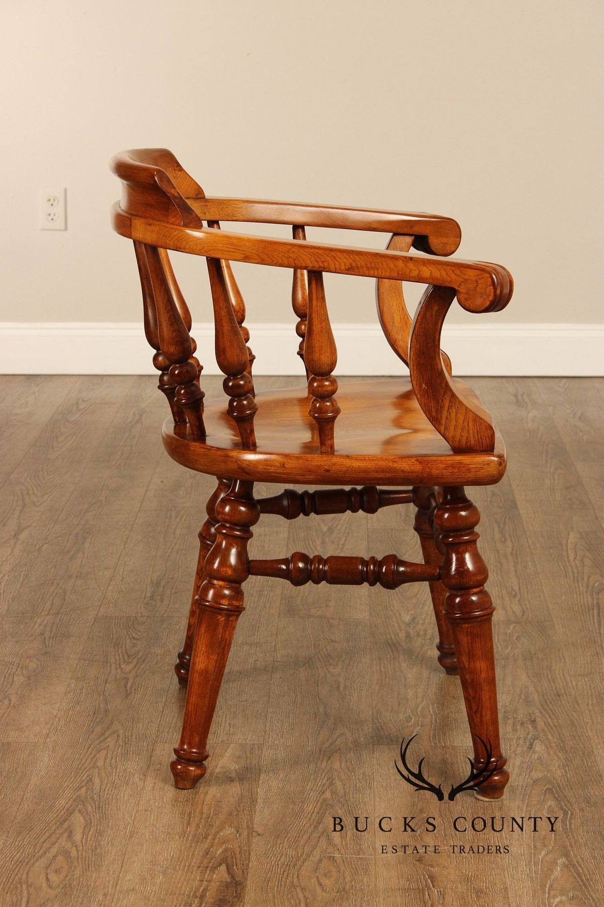 English Traditional Style Set of Four Oak Dining Armchairs
