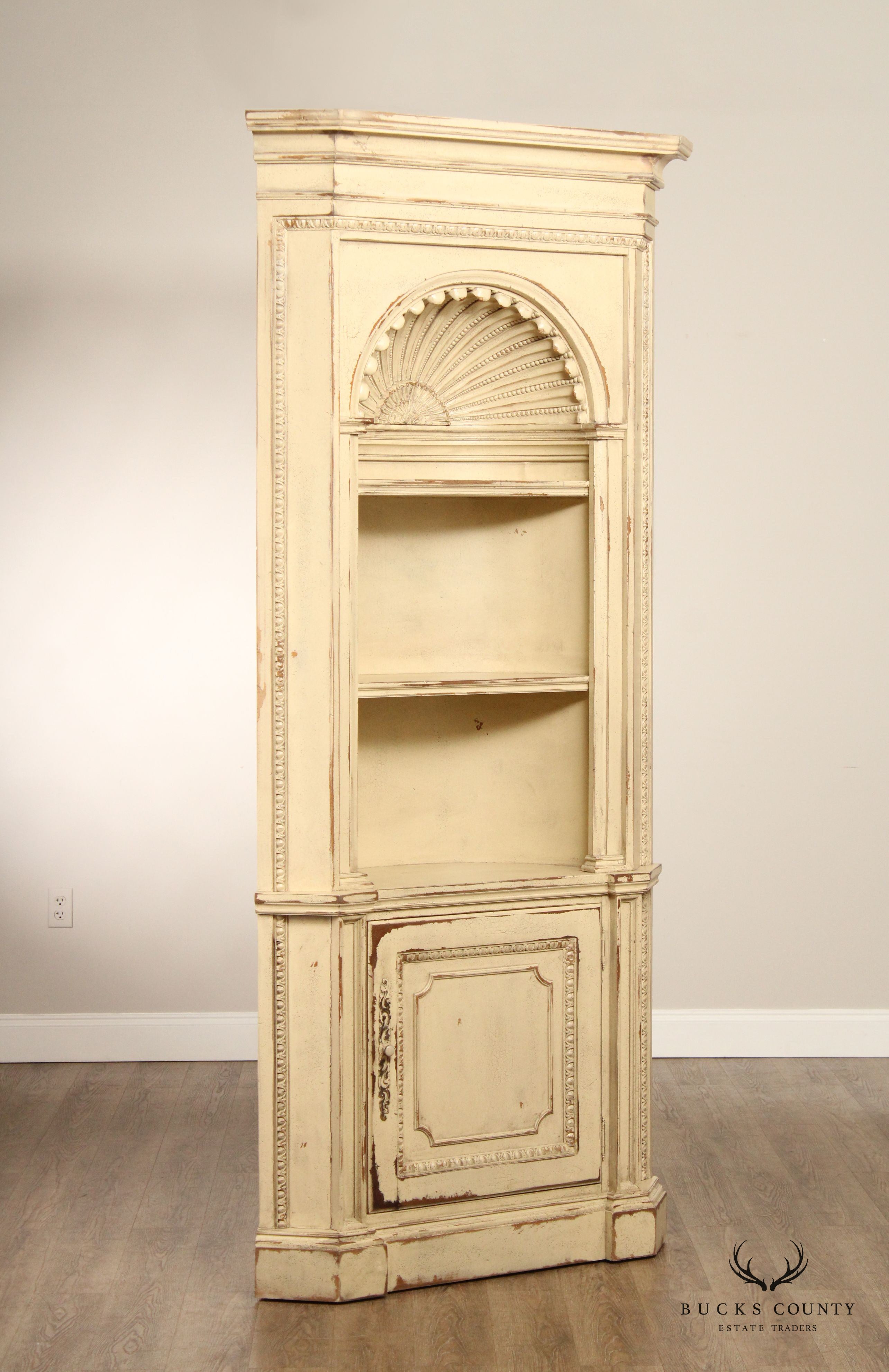 Habersham Plantation Large Painted Architectural 'Preston' Corner Cabinet