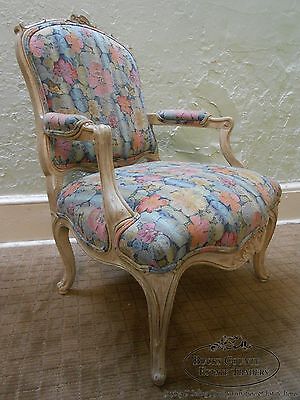 Interior Crafts Pair of Louis XV Style Fauteuil Carved Living Room Arm Chairs