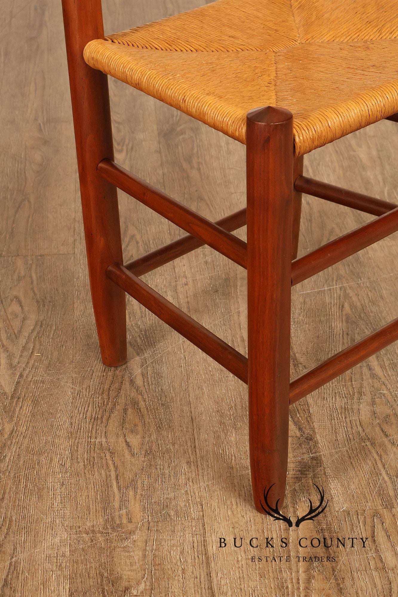E.A. Clore Custom Walnut Set Of Eight Ladder Back Dining Chairs