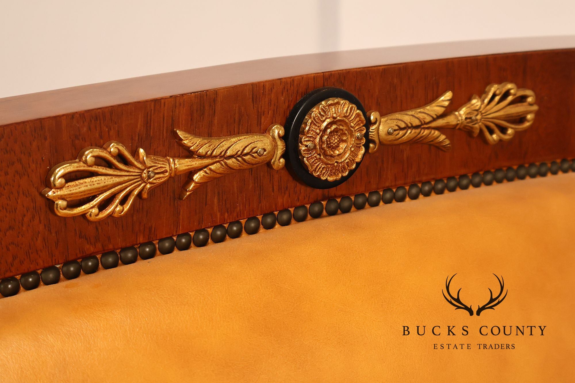 Empire Style Sofa Mahogany And Leather Sofa With Gilt Bronze Mounts