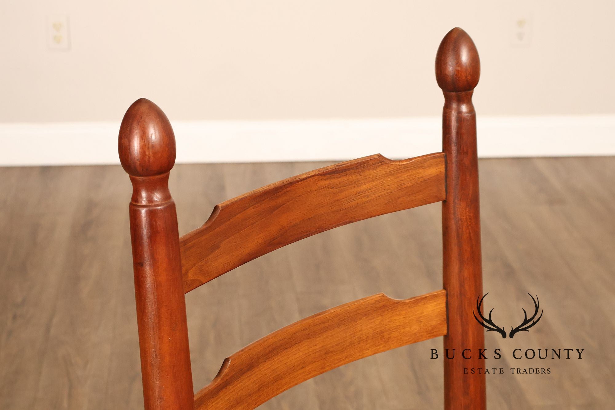 E.A. Clore Custom Walnut Set Of Eight Ladder Back Dining Chairs