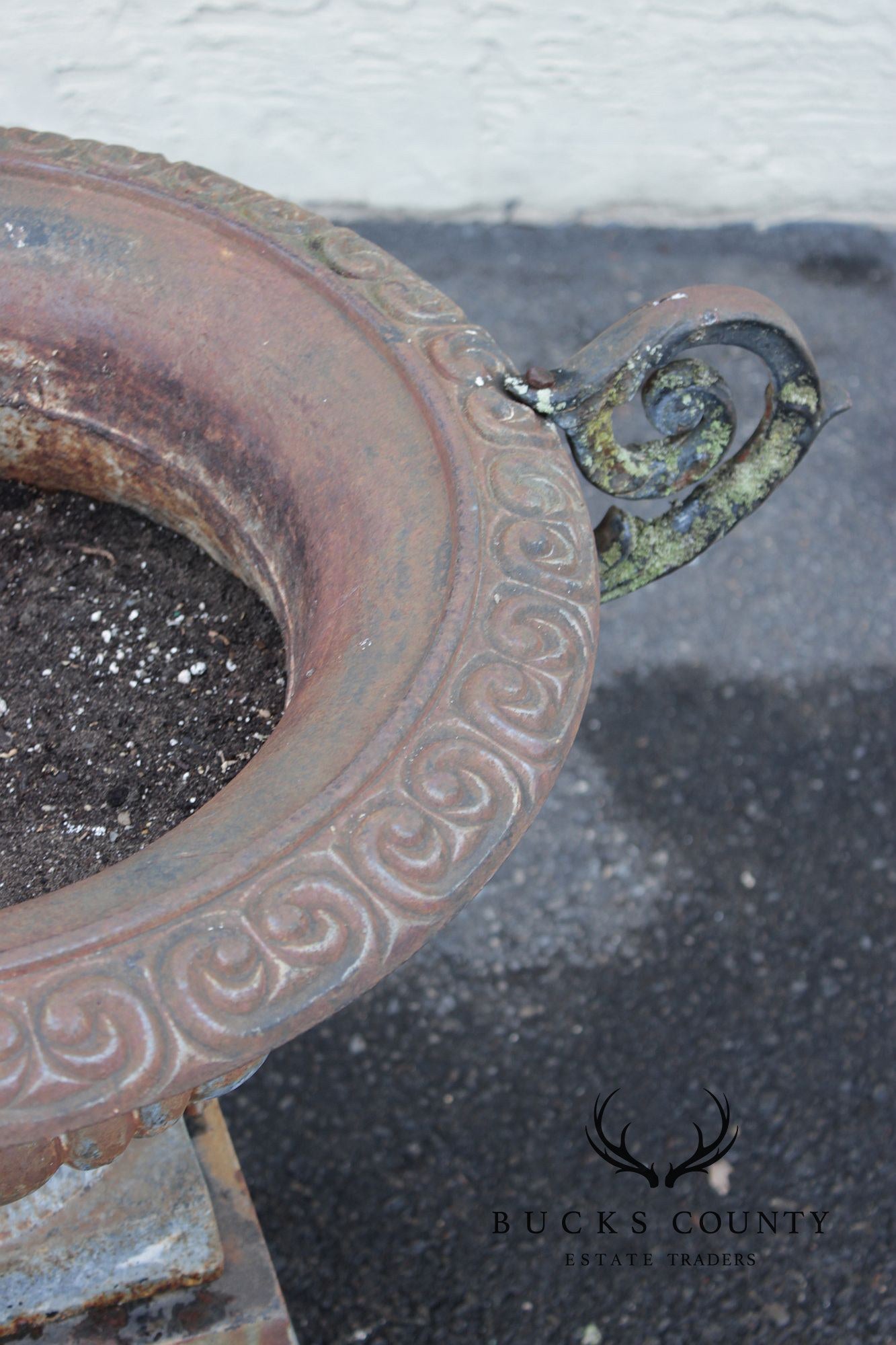 Vintage Cast Iron Neoclassical Garden Urn On Pedestal