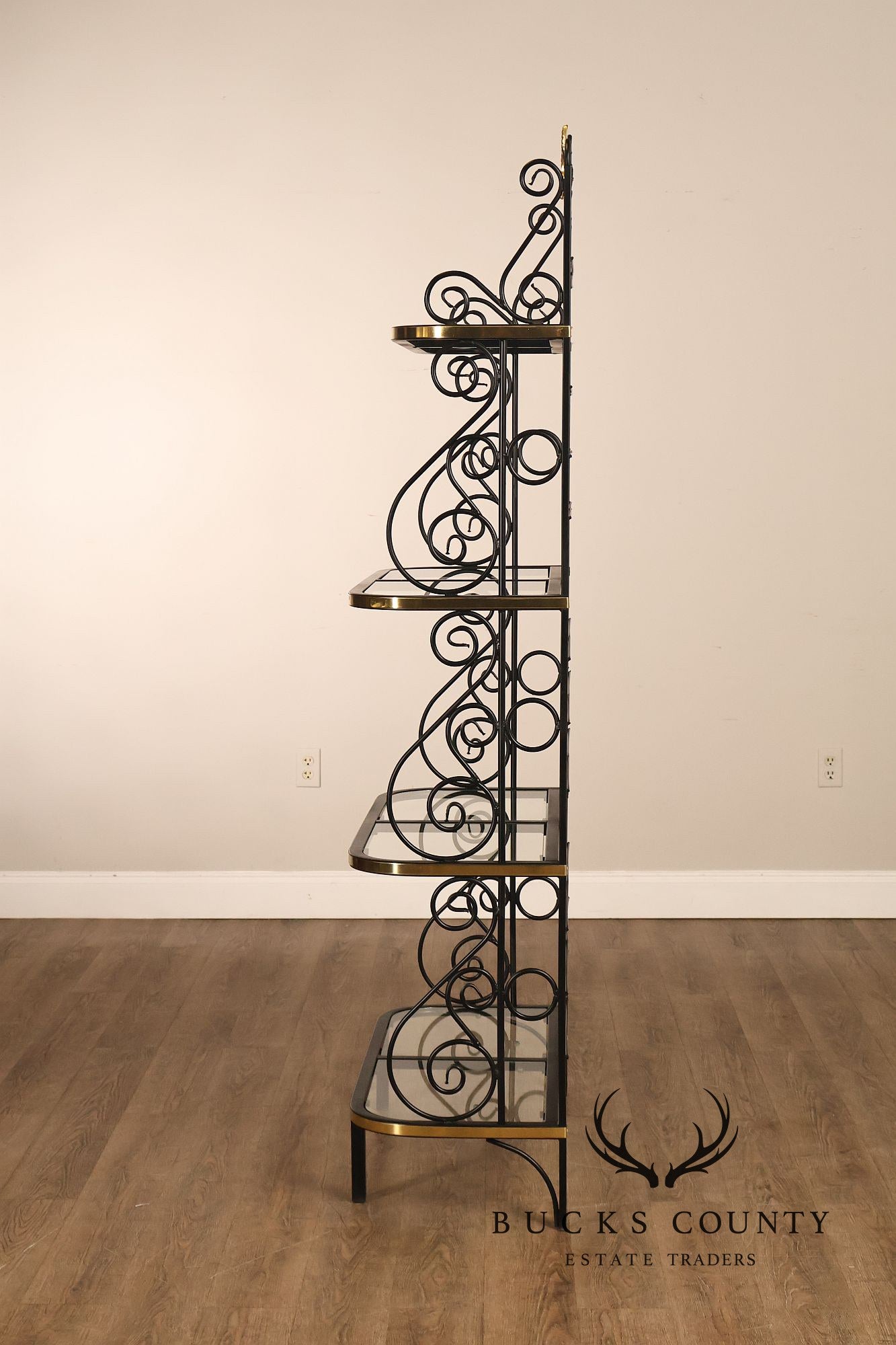 Morecraft French Country Style Wrought Iron And Glass Étagère