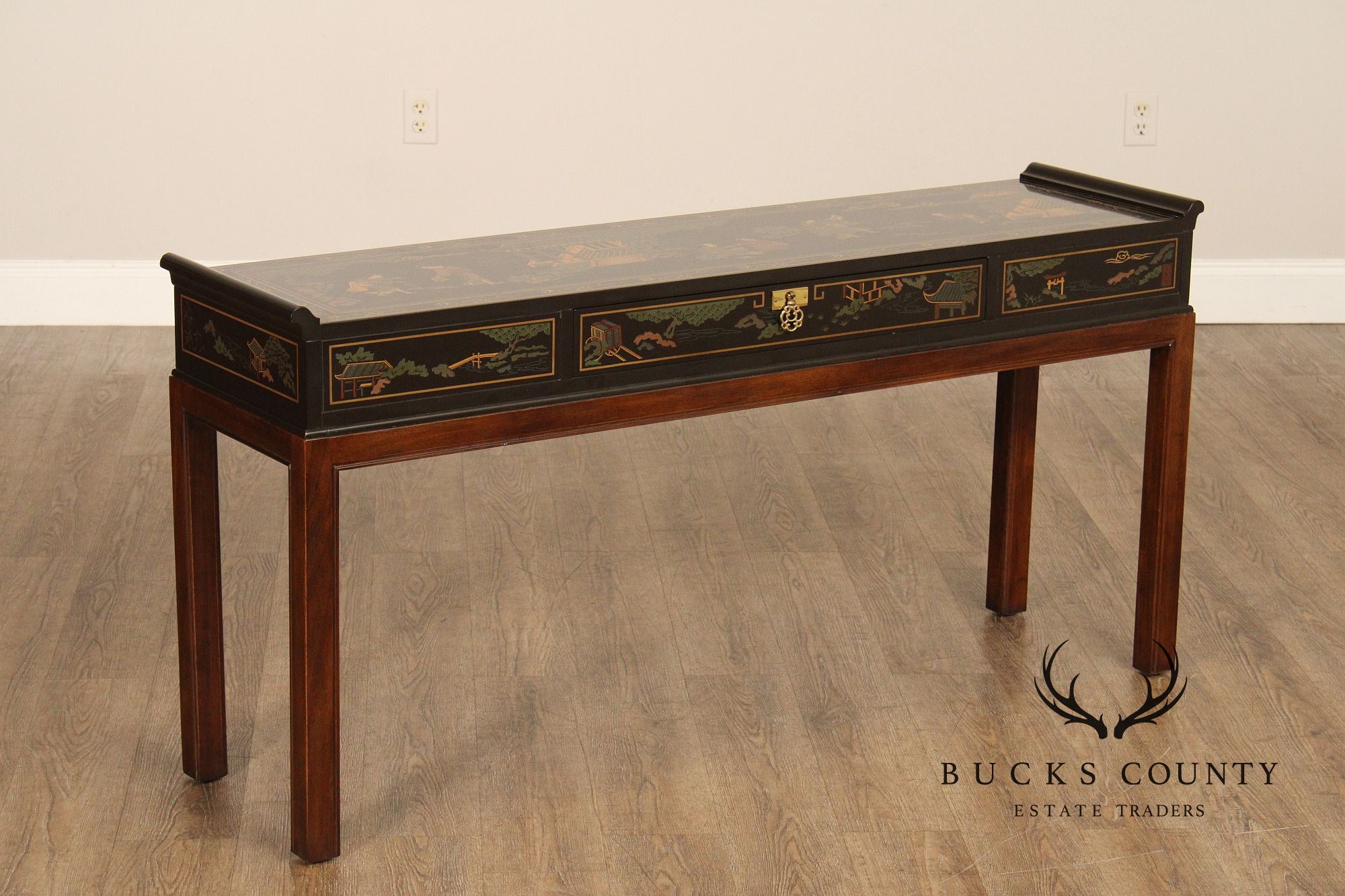 Drexel Heritage Chinoiserie Decorated Console Table