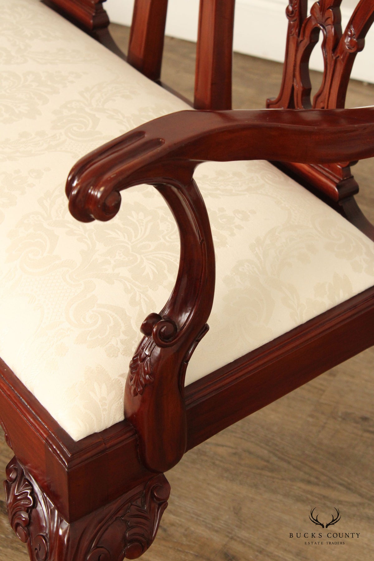 Georgian Style Carved Mahogany Double Bench