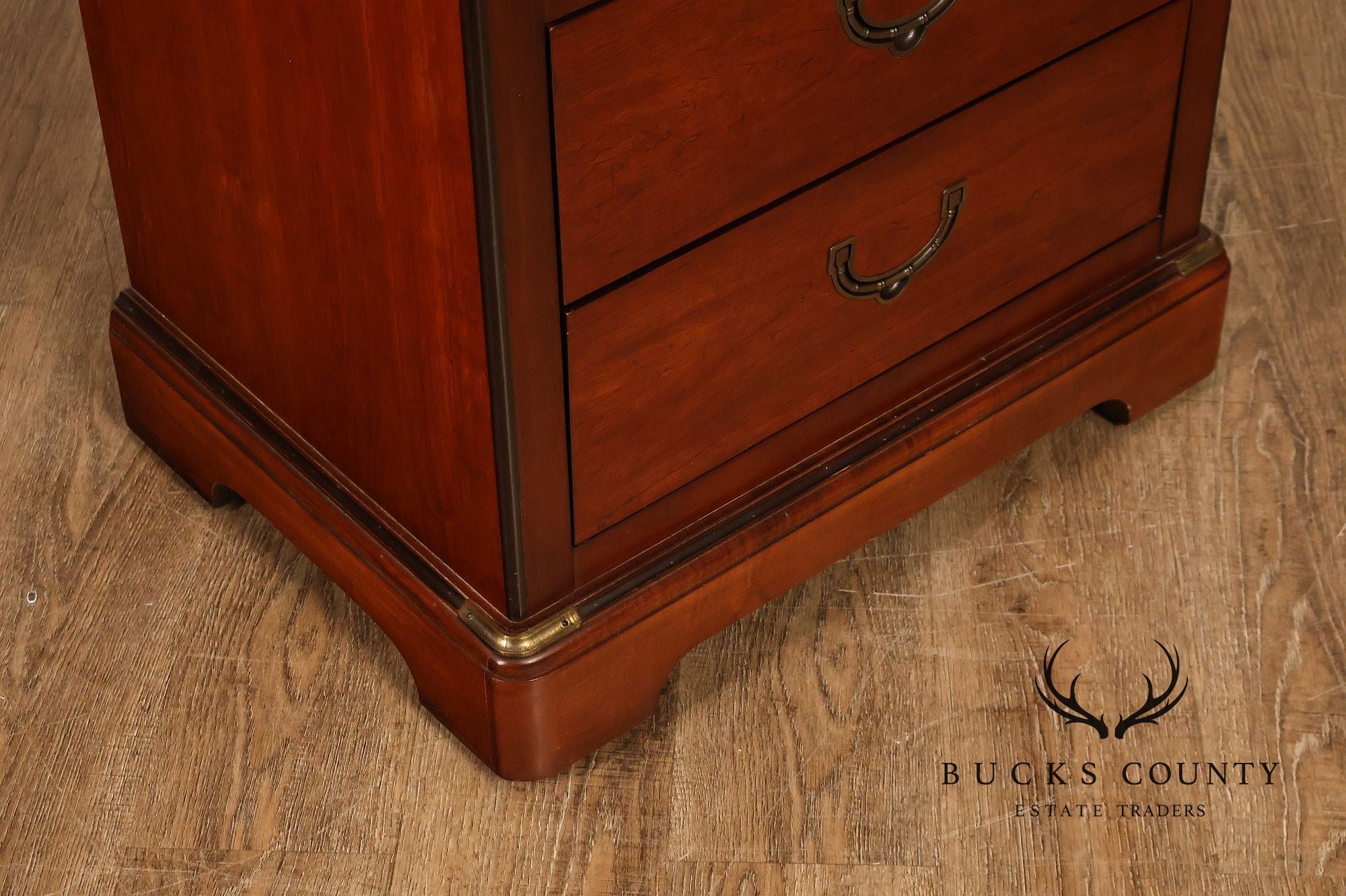 National Mt. Airy Campaign Style Pair of Cherry Nightstands