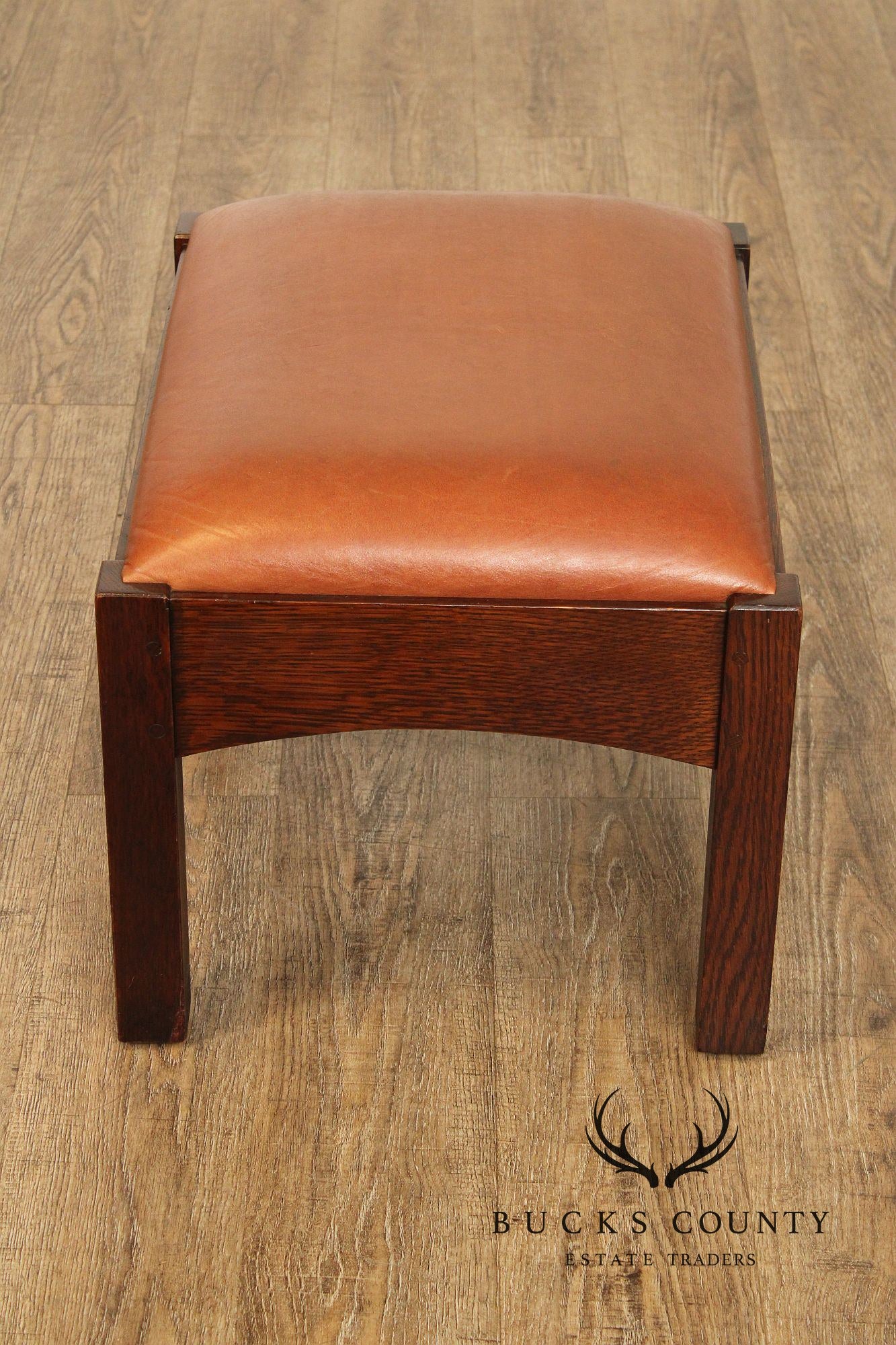 Stickley Mission Collection Oak and Leather Footstool