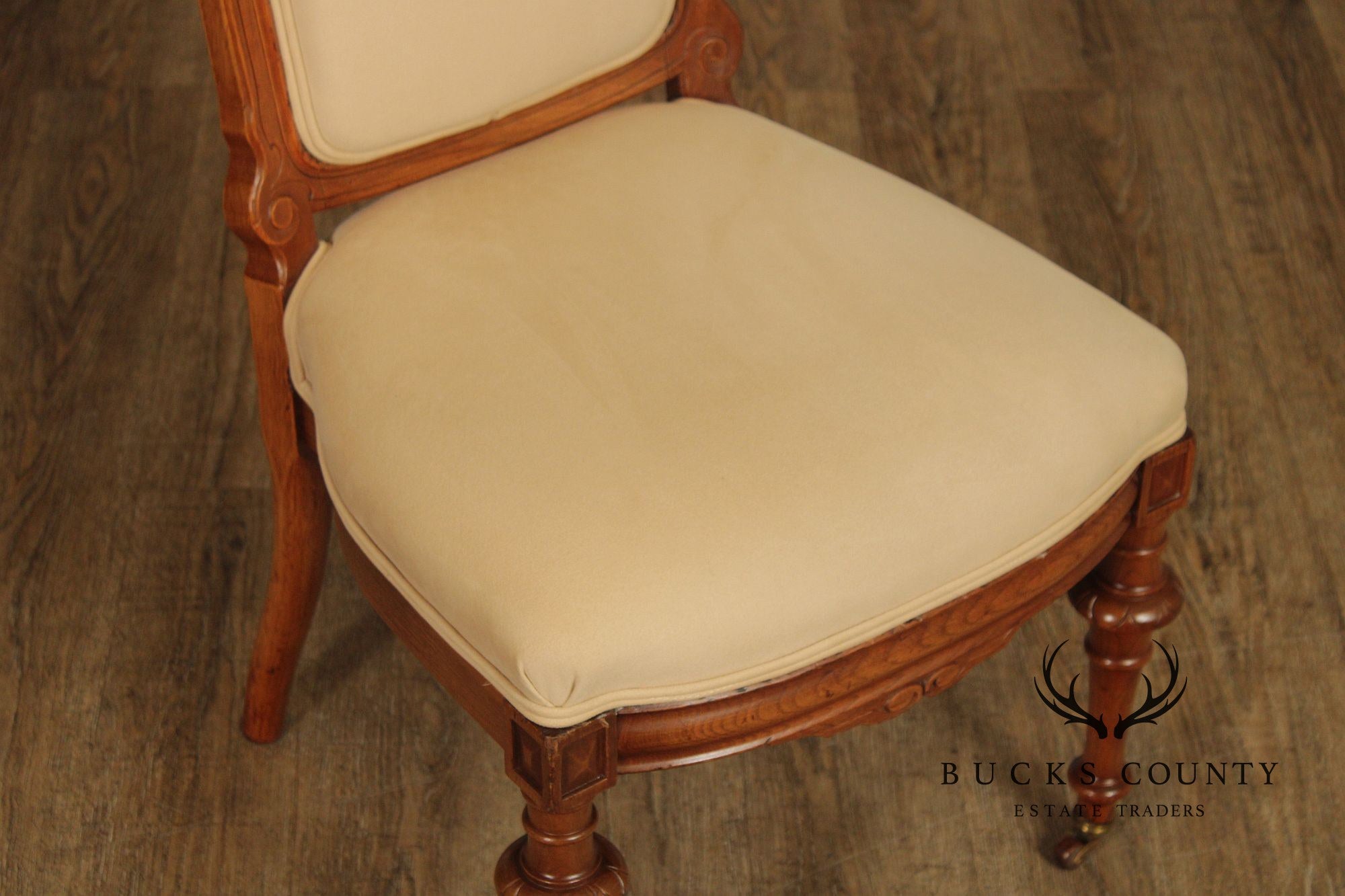 Antique Victorian Pair of Walnut Parlor Side Chairs