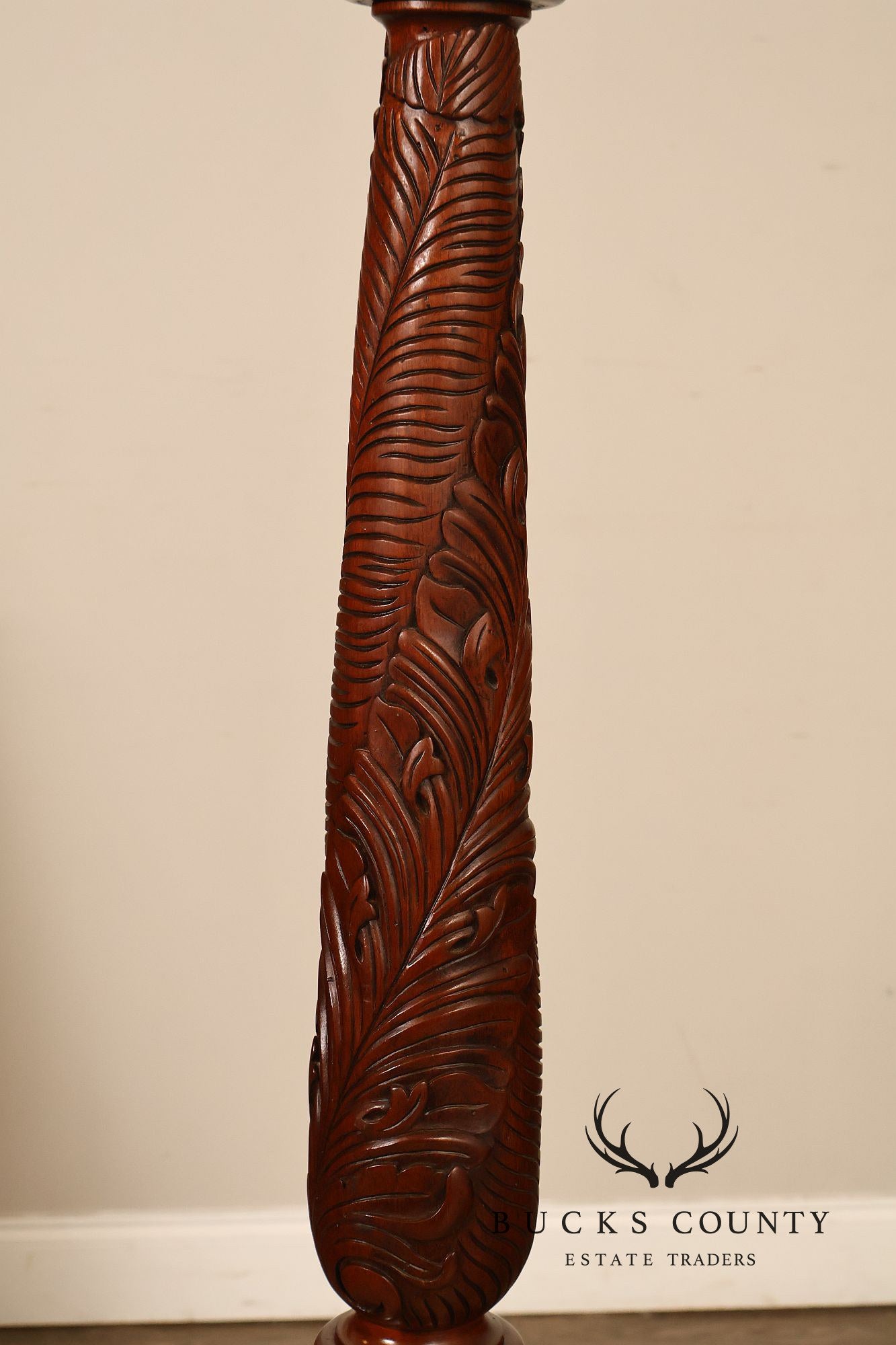 Carved Mahogany Four-Poster Queen Bed Frame