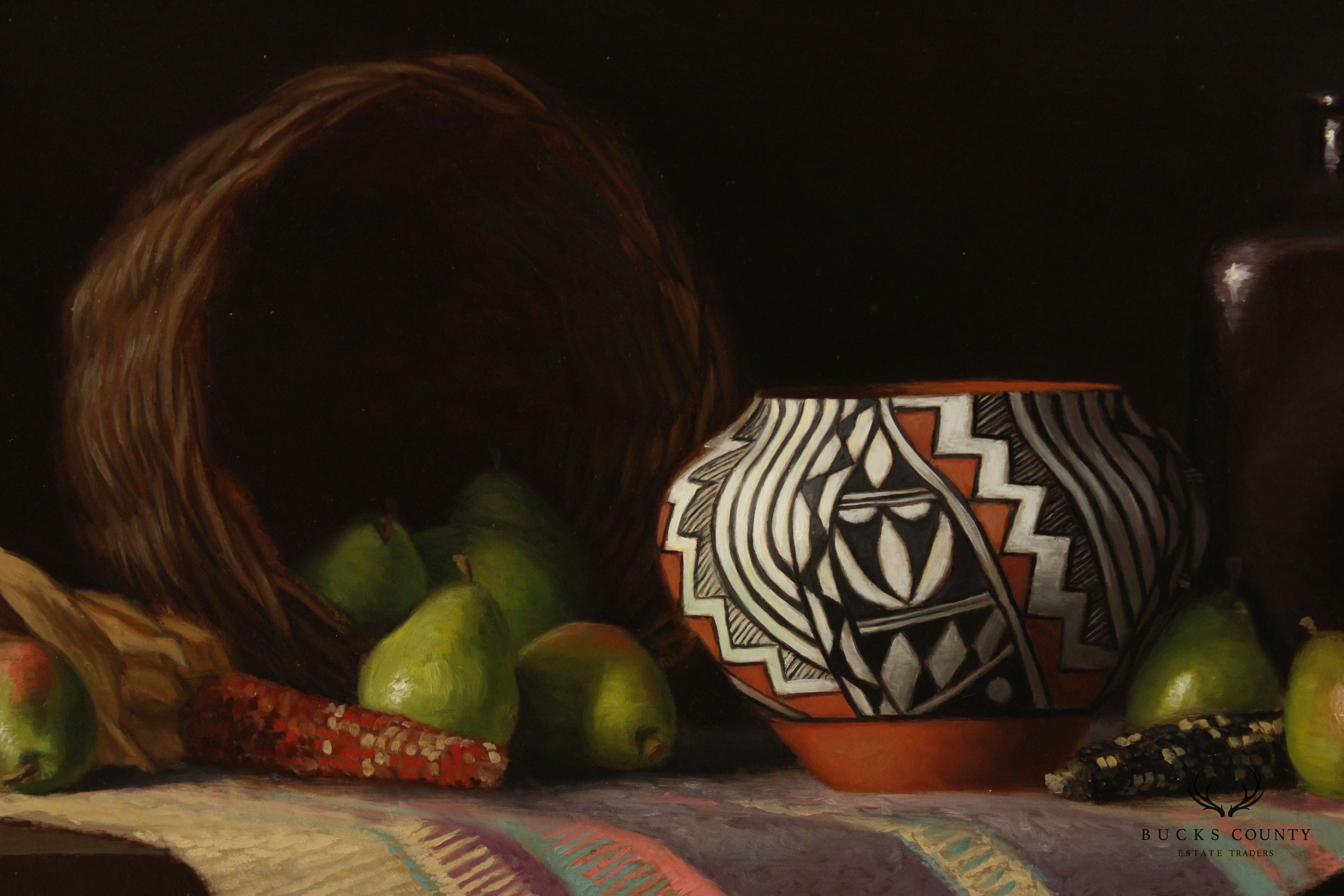 Ernest Baber Framed Still-Life Oil Painting, Acoma Pot