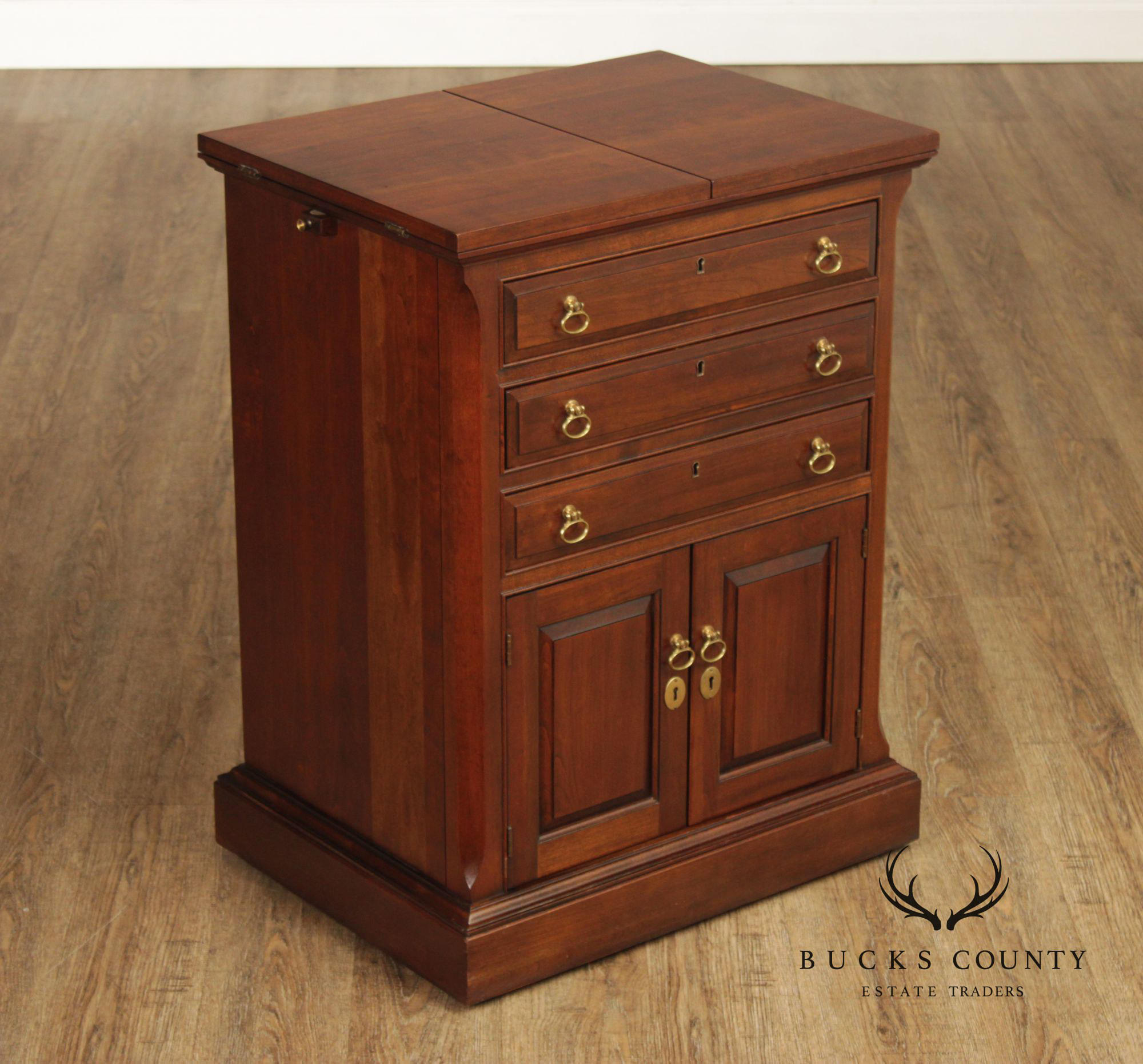 Pennsylvania House Cherry Flip Top Silver Chest Server Cabinet