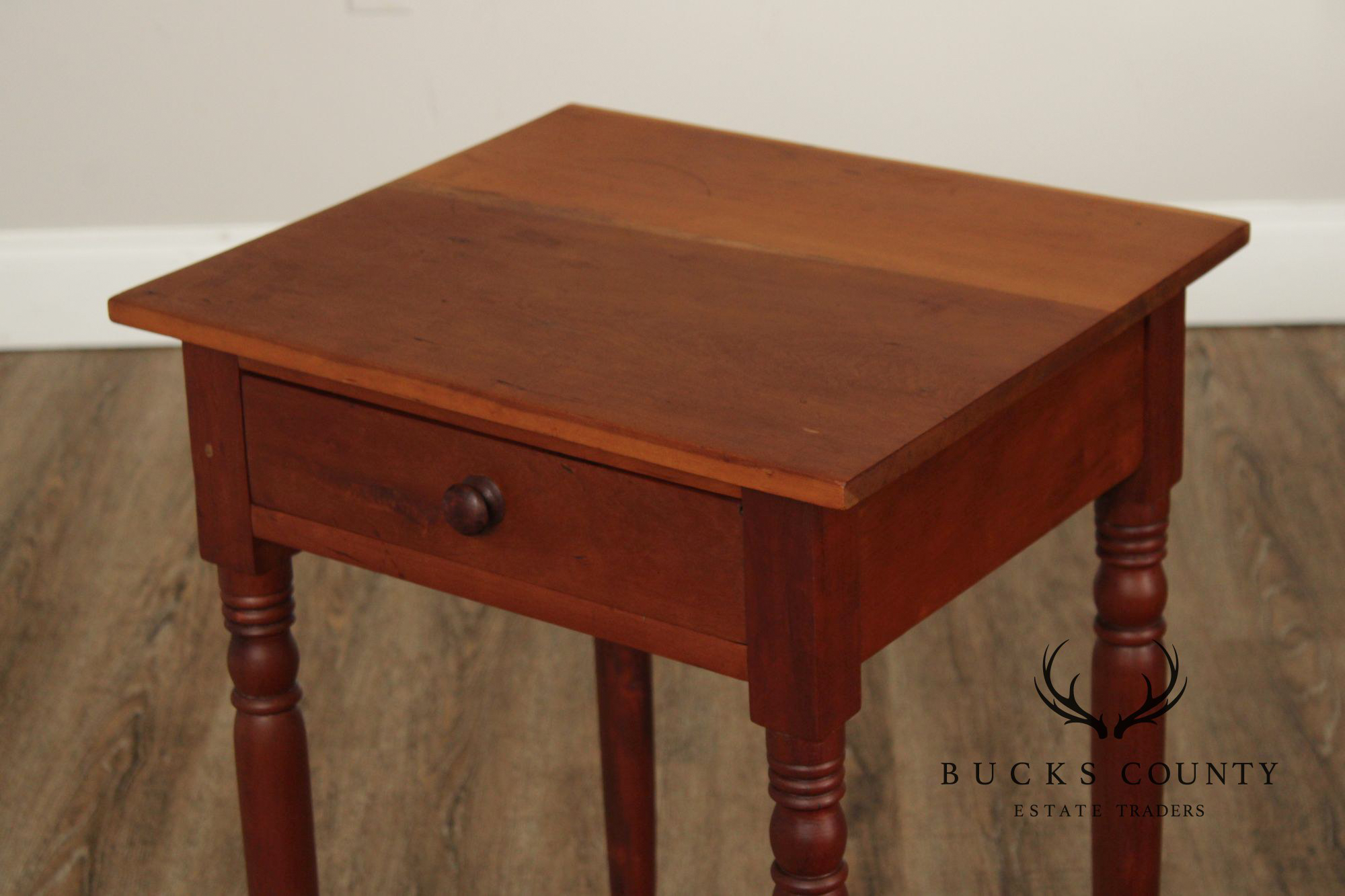 Antique American Poplar Empire One Drawer Work Table