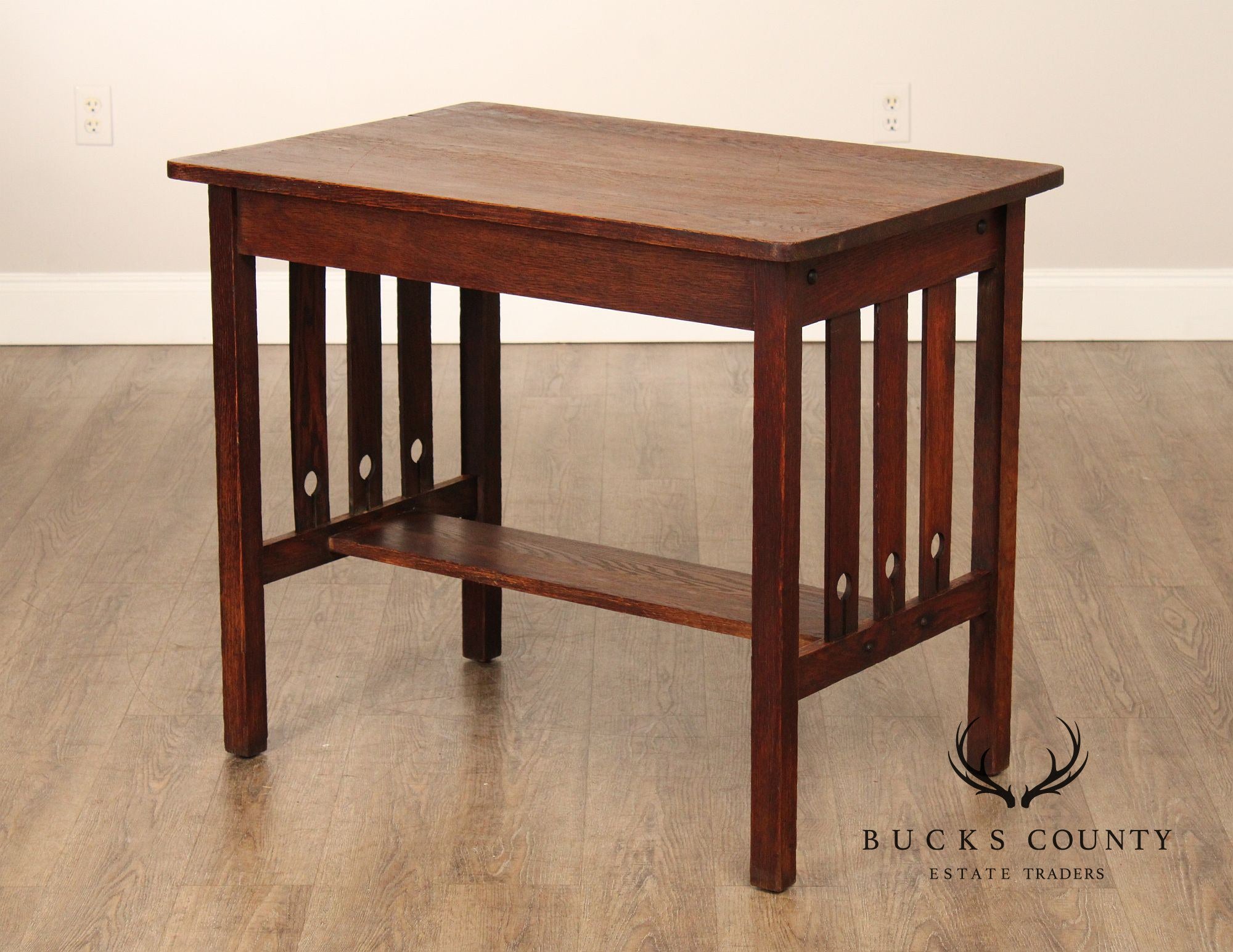 Antique Arts & Crafts Period Oak Library Table