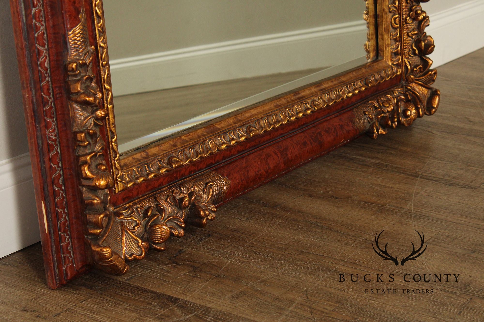 Italian Rococo Style Partial Gilt Carved Frame Wall Mirror