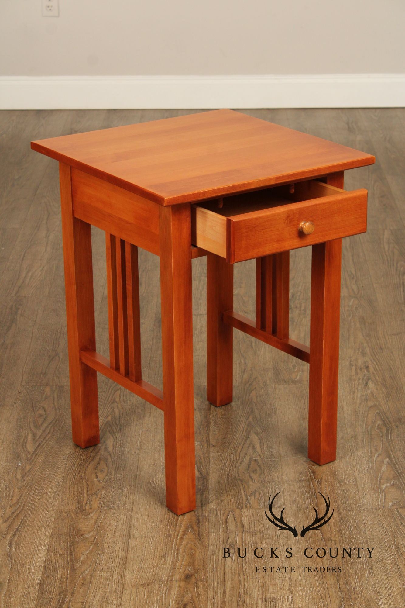 Mission Style Pair of Maple Spindle Nightstands