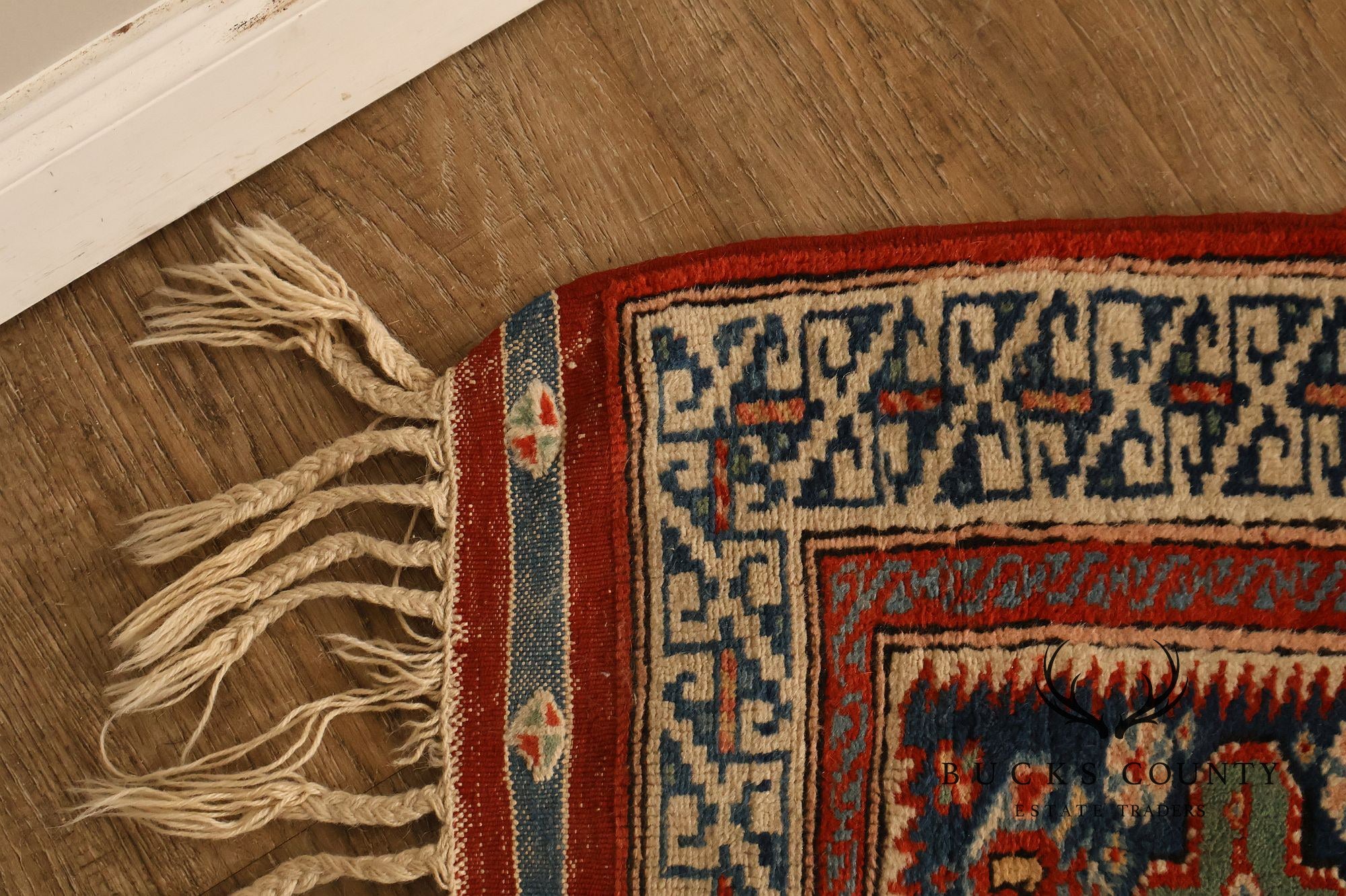 Vintage Hand Tied Wool Kazak Tribal Long Runner Rug