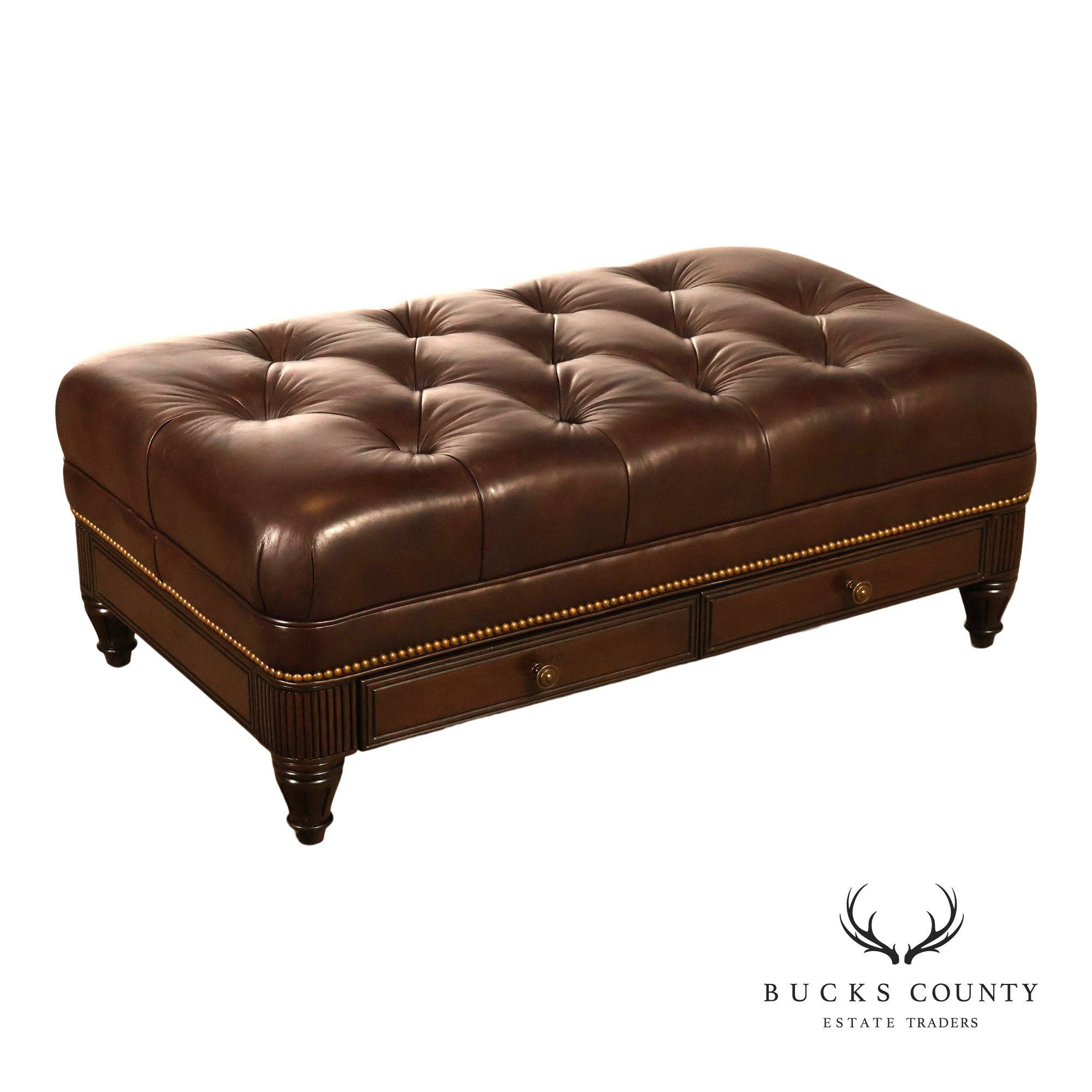 Hancock & Moore Tufted Leather 'Robinson' Cocktail Ottoman