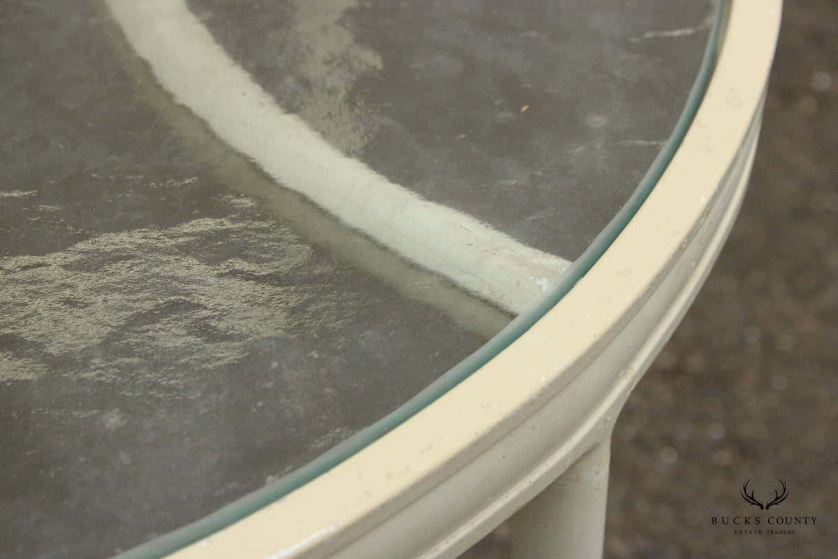 Vintage Aluminum and Glass Round Outdoor Patio Table