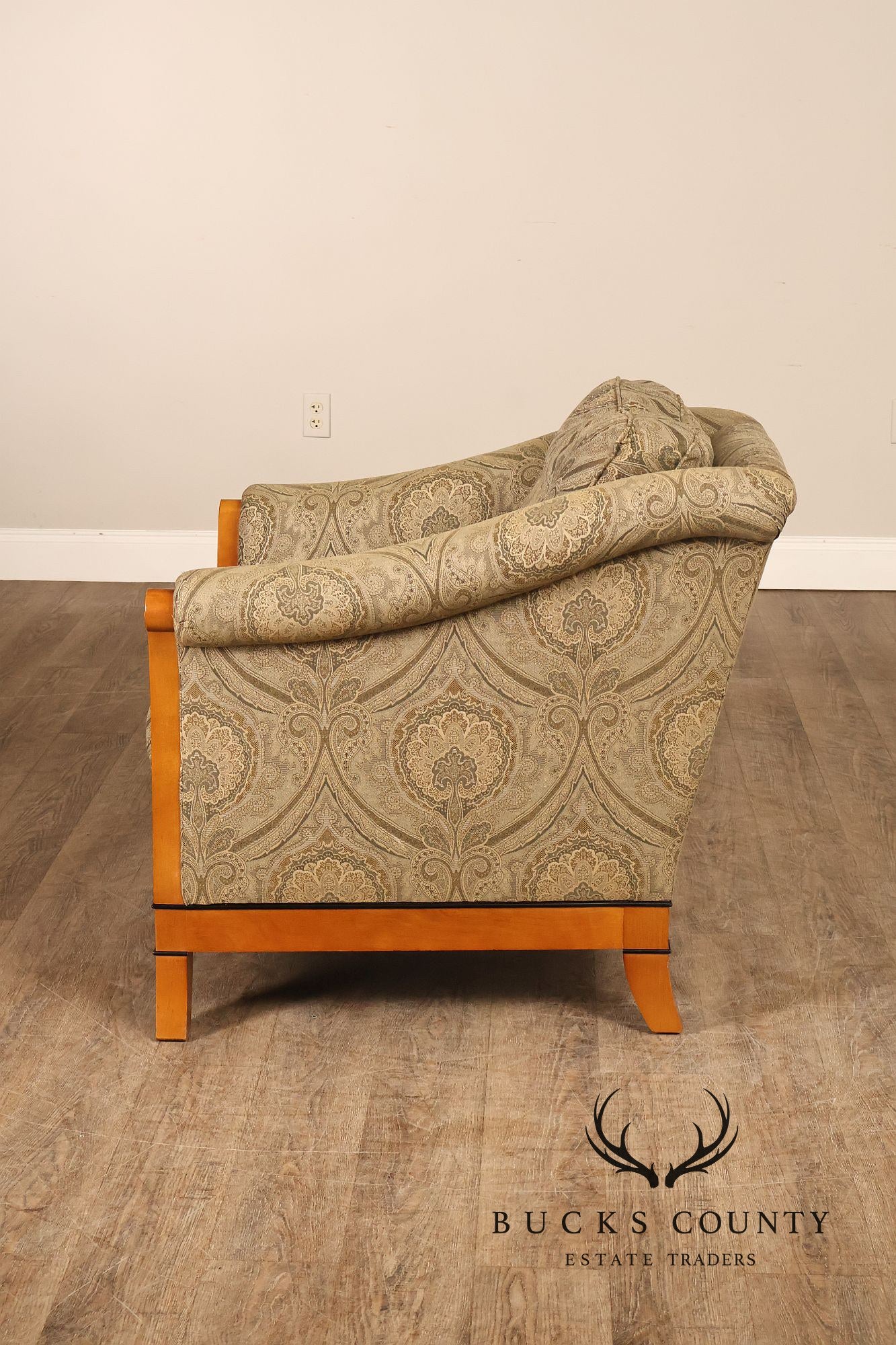 Sherrill Biedermeier Style Upholstered Armchair With Exposed Wood Frame