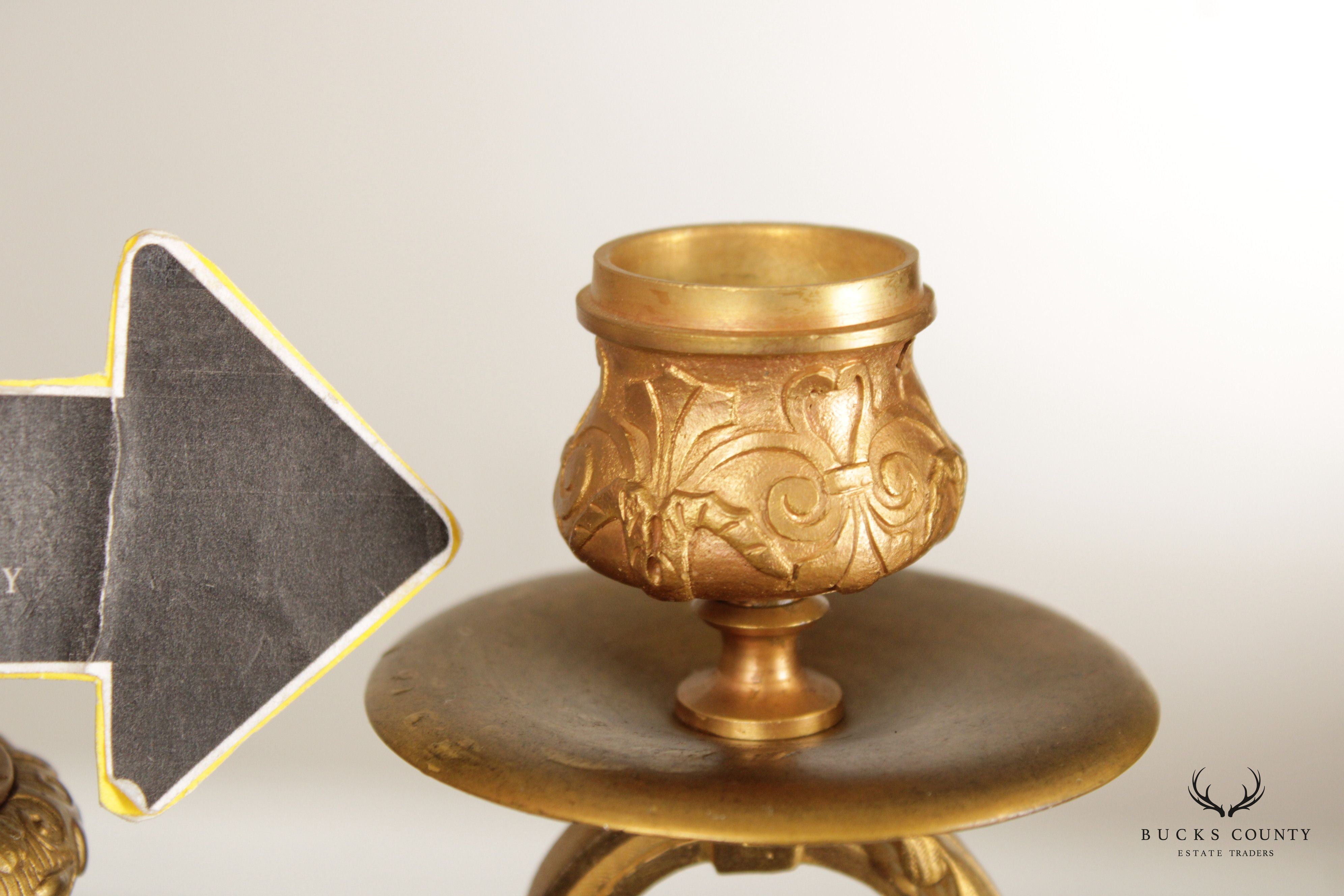 Neoclassical Style Pair of Gilt Bronze Marble Candelabra