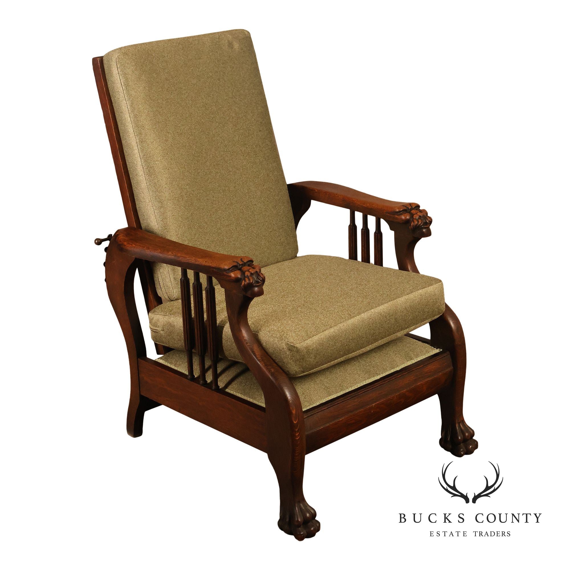 Antique Victorian Oak Morris Reclining Chair