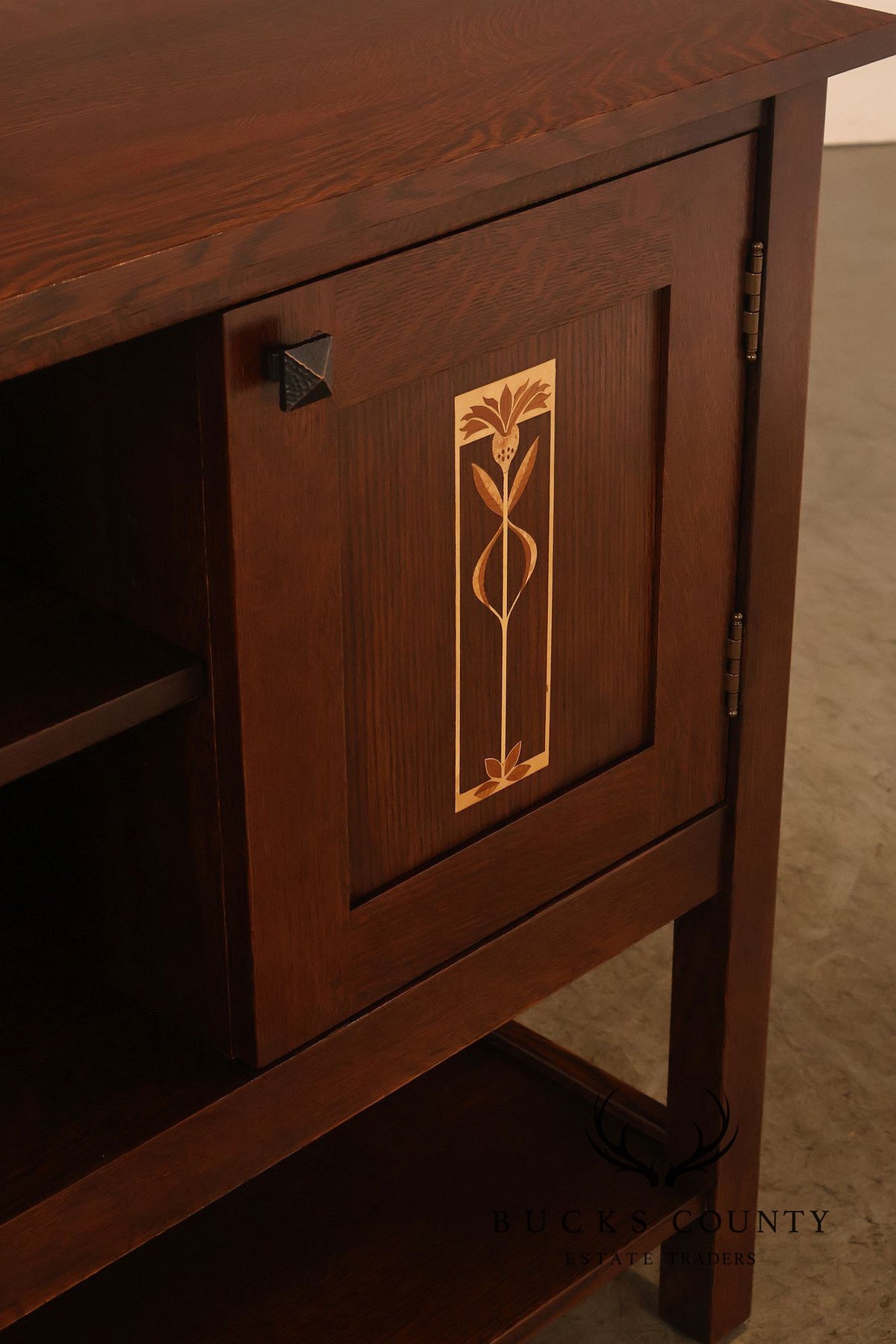 Stickley Meadowflower Collection Oak Inlaid Console Cabinet