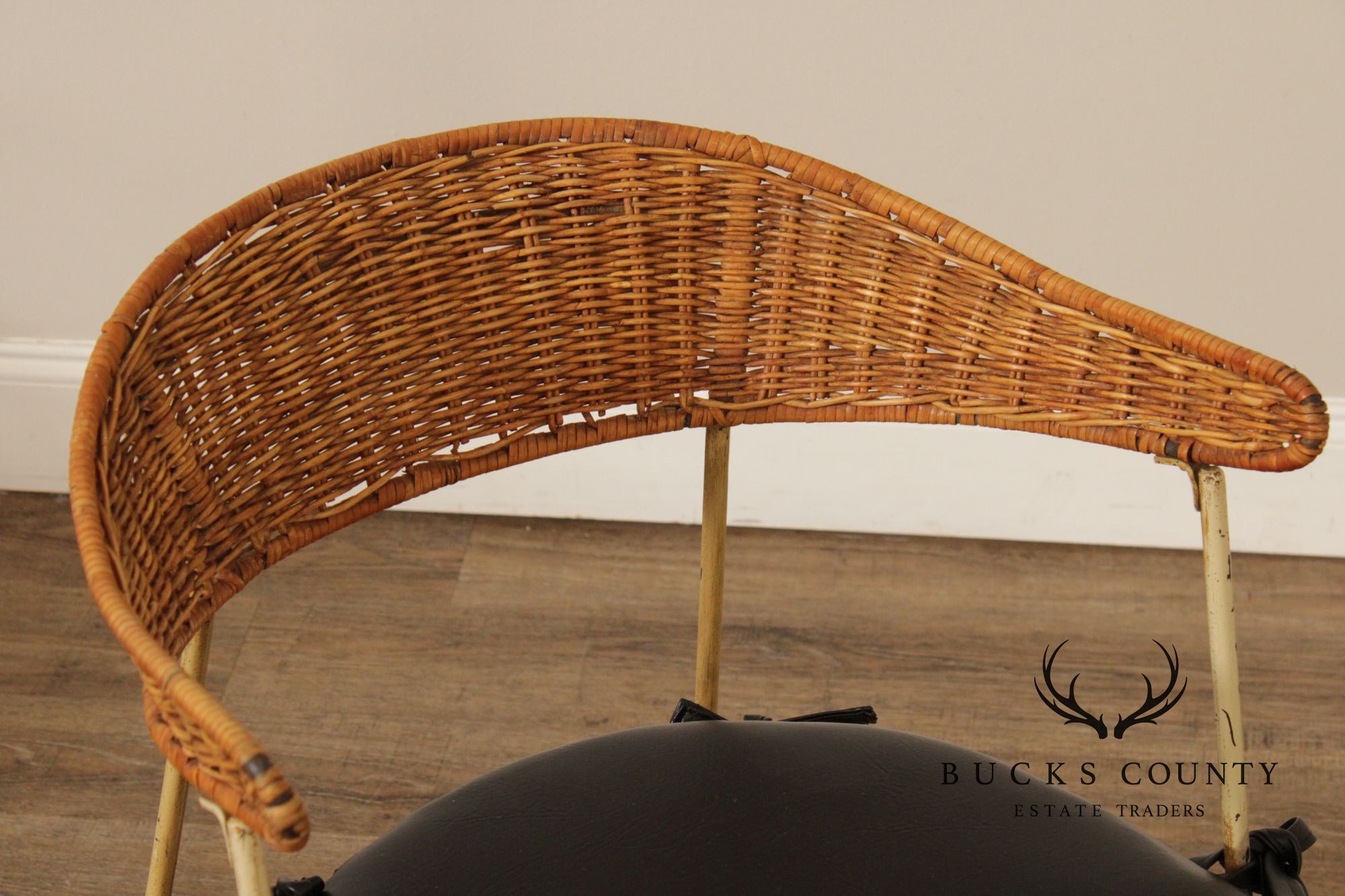 Salterini Mid Century Modern Set of Four Wicker And Iron Side Chairs