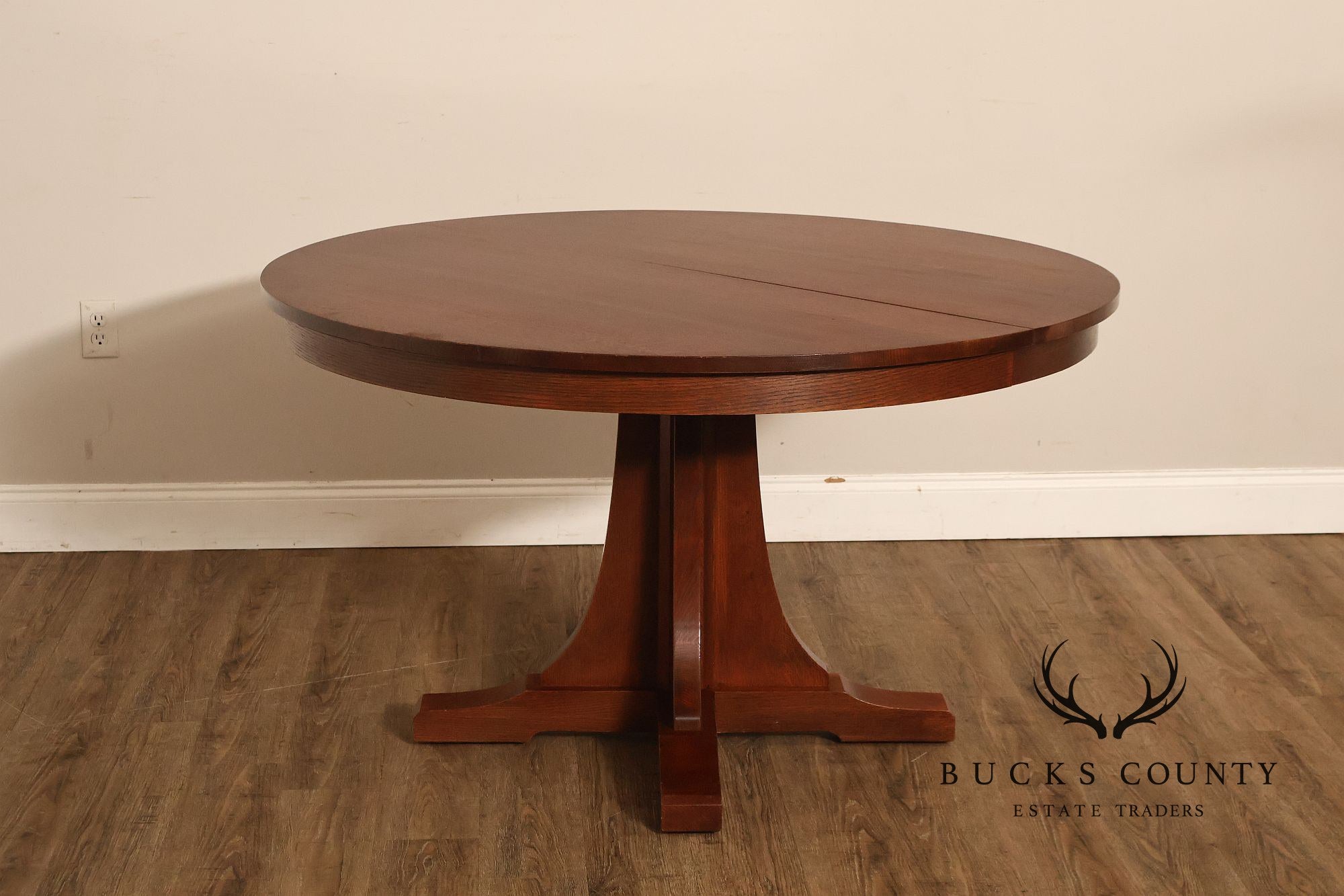 Stickley Mission Collection Round Oak Expandable Dining Table