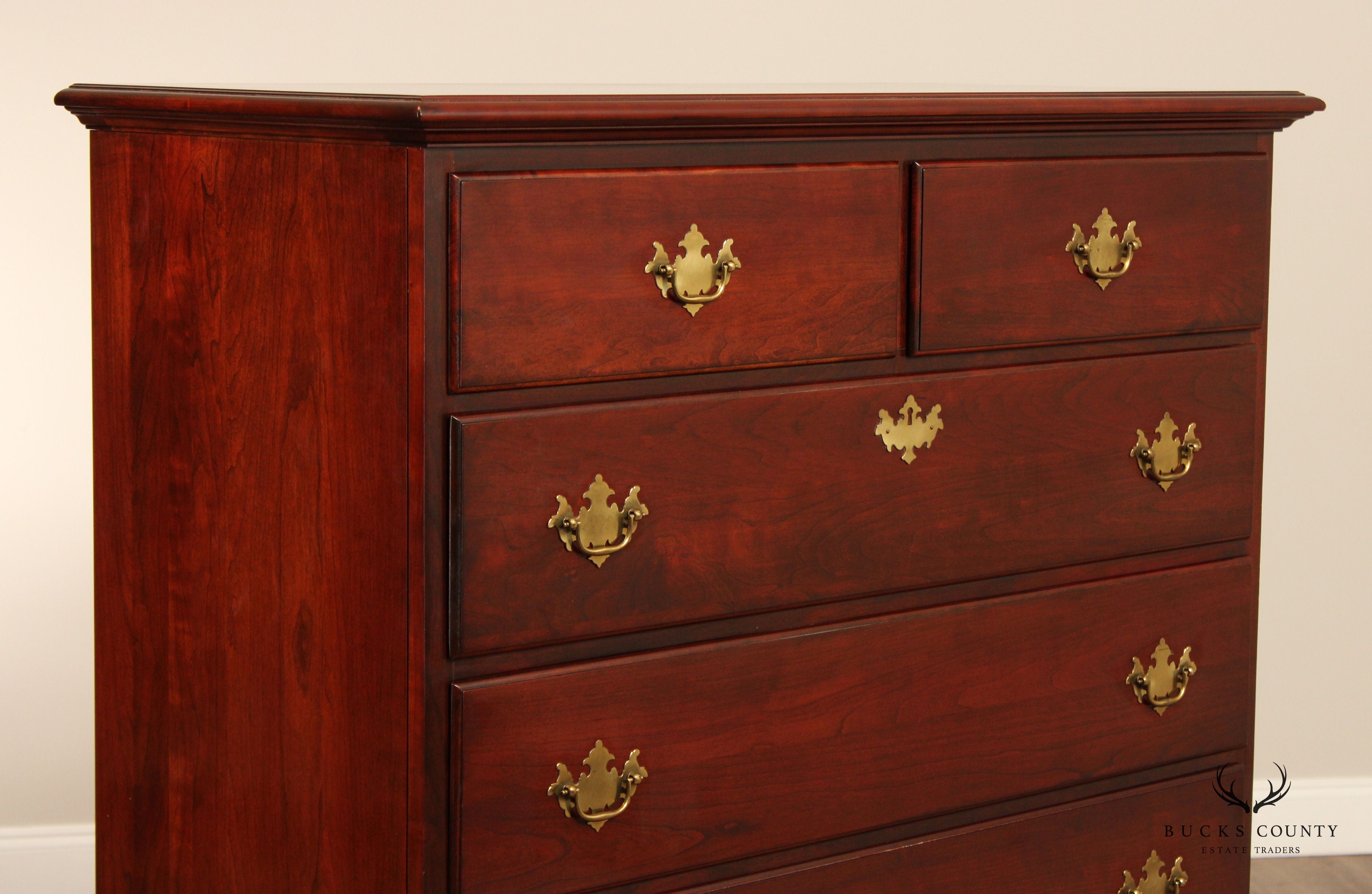 Nathan Hale Chippendale Style Vintage Cherry Tall Chest