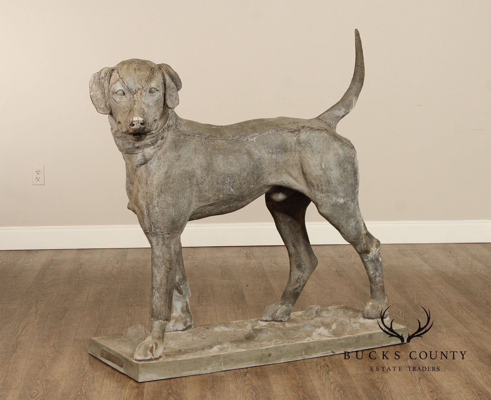 Antique J.W. Fiske Zinc Morley's Dog Statue