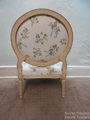 Quality French Louis XVI Wide Fauteuil Cameo Back Open Arm Chair