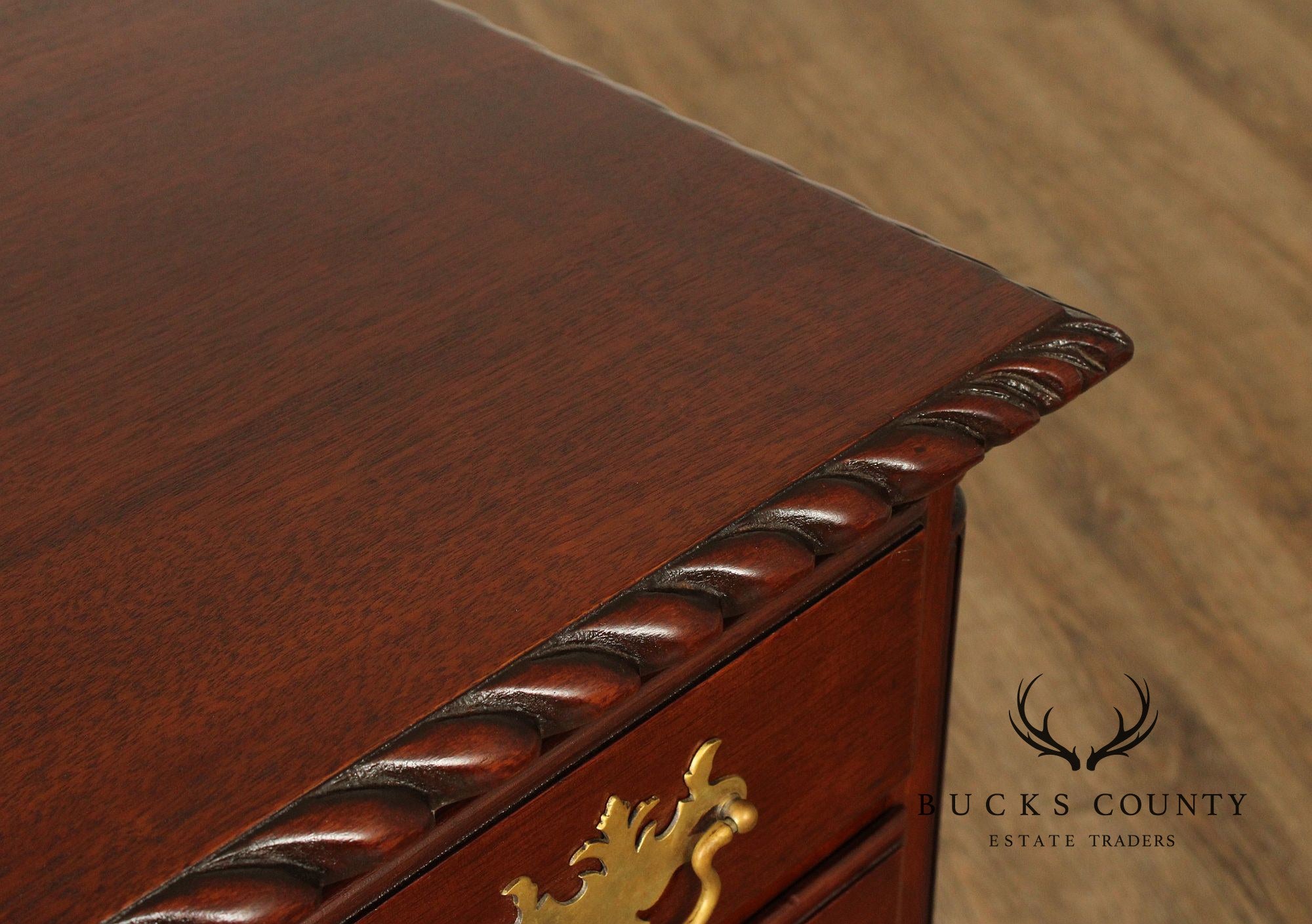 Antique Chippendale Style Carved Mahogany Partners Desk