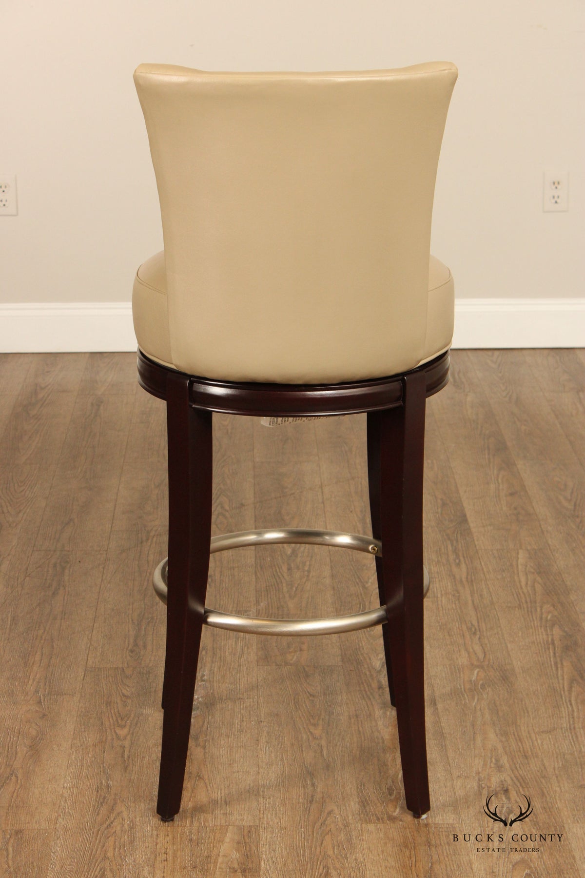 Designmaster Set Of Four 'Danbury' Leather Swivel Bar Stools