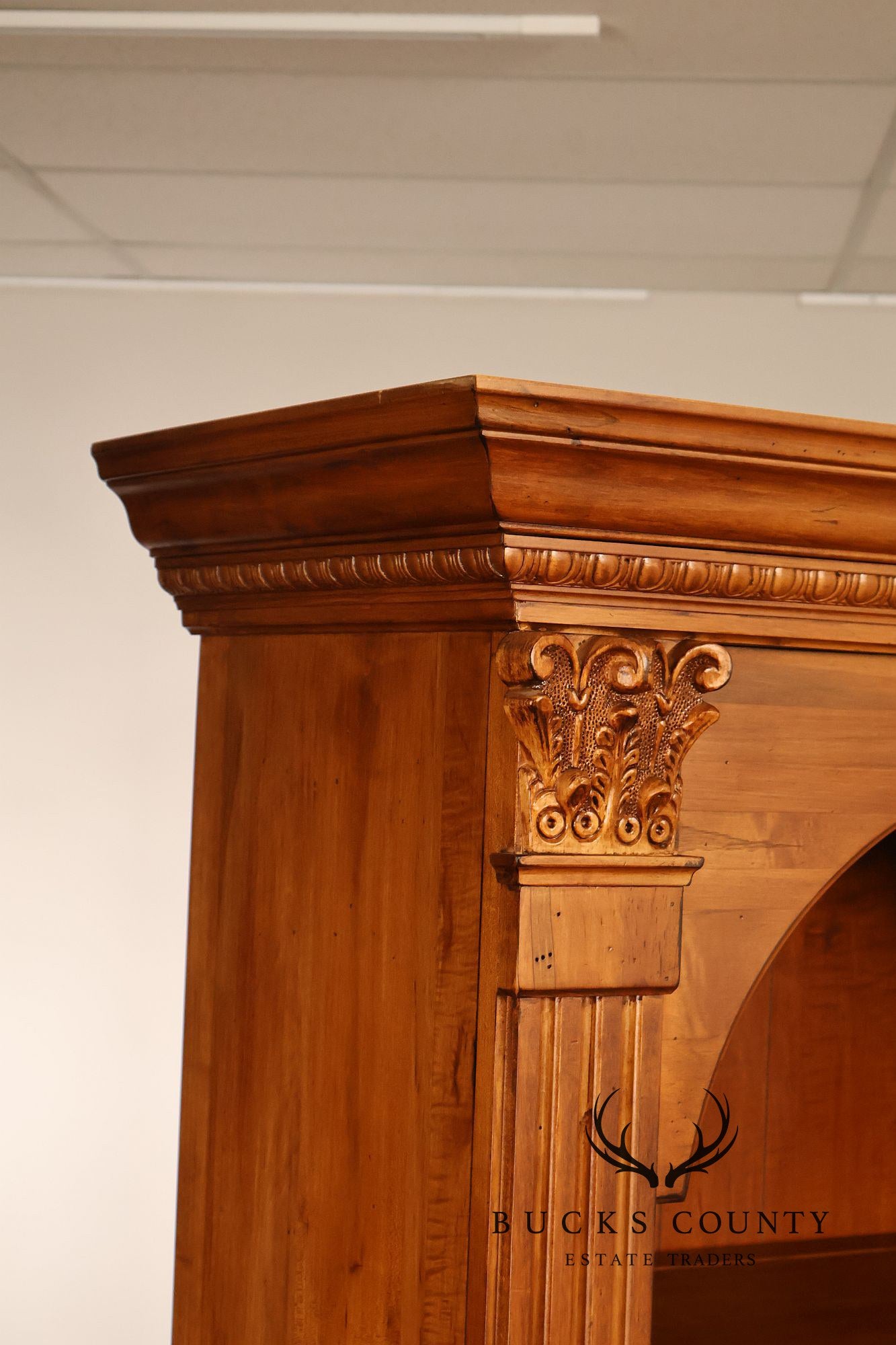 Ethan Allen 'Legacy' Maple Open Carved Library Bookcase