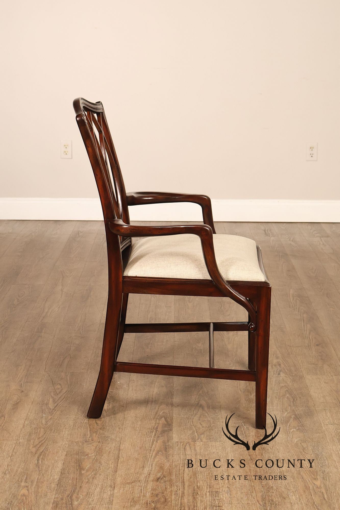 Theodore Alexander Pair Of Trellis Mahogany Dining Armchairs