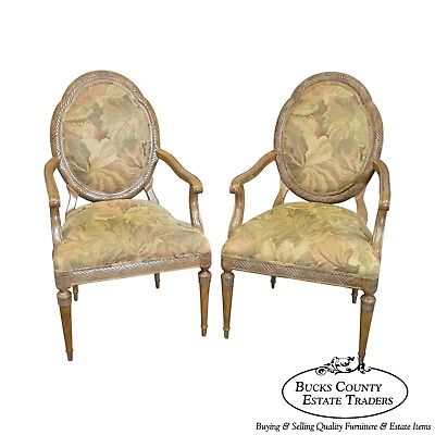 Jeffco French Louis XVI Style Pair of Fauteuils Arm Chairs (B)