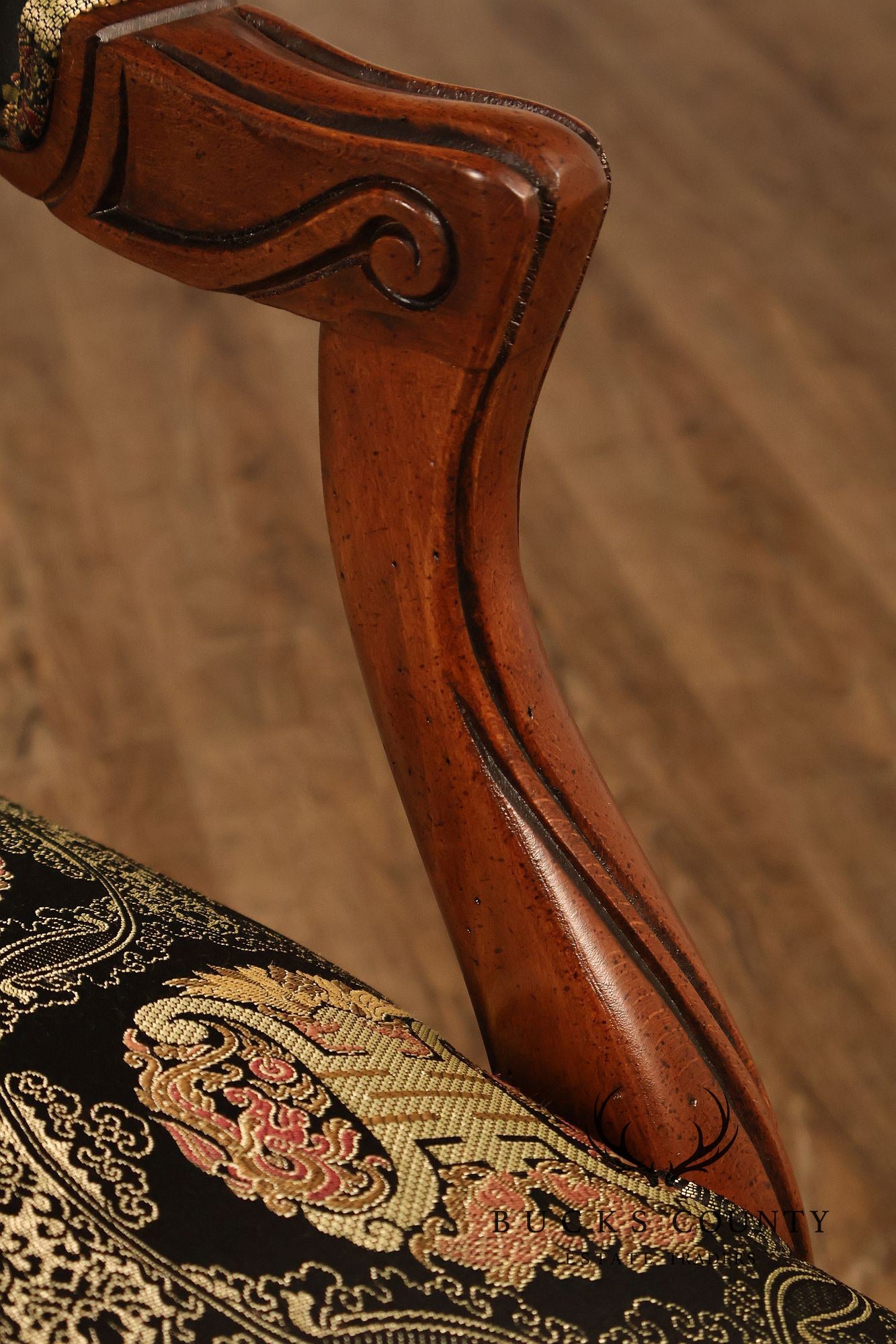 Ethan Allen French Louis XV Style Pair of Fauteuil Armchairs