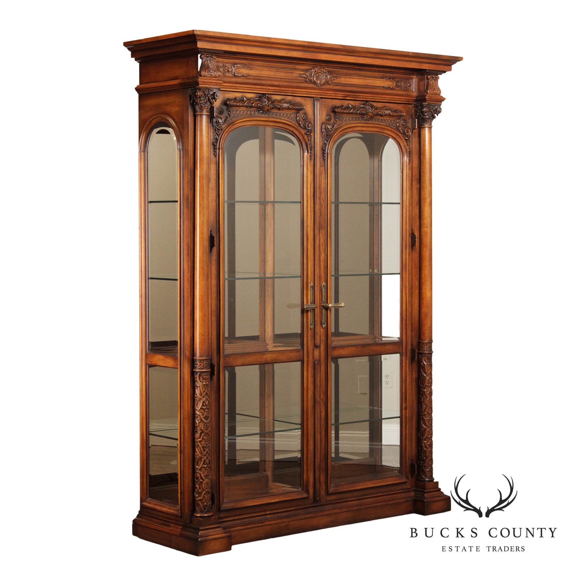 Henredon Monumental French Style Lighted Display Cabinet