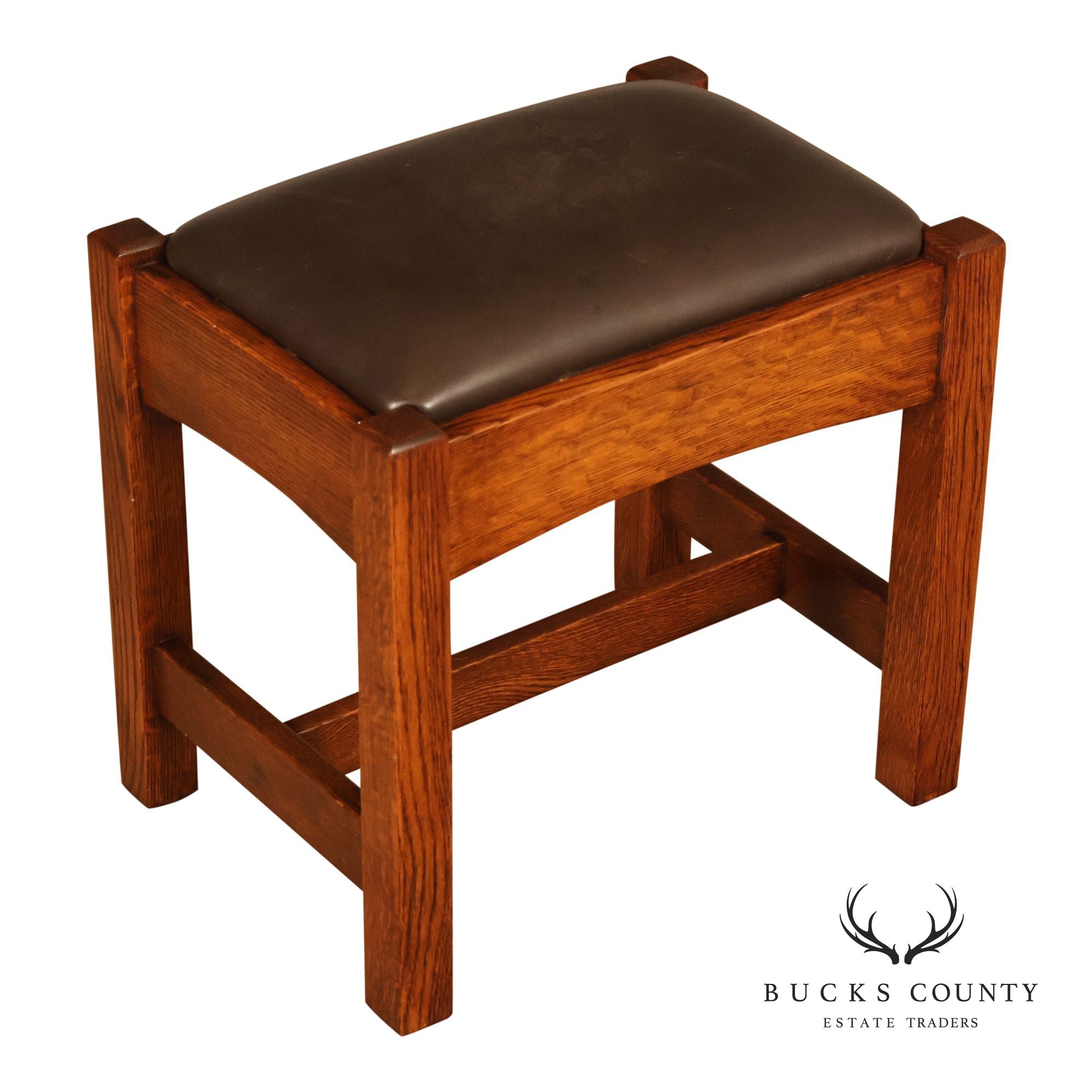 Antique Stickley Brothers Mission Oak Arts And Crafts Footstool Ottoman