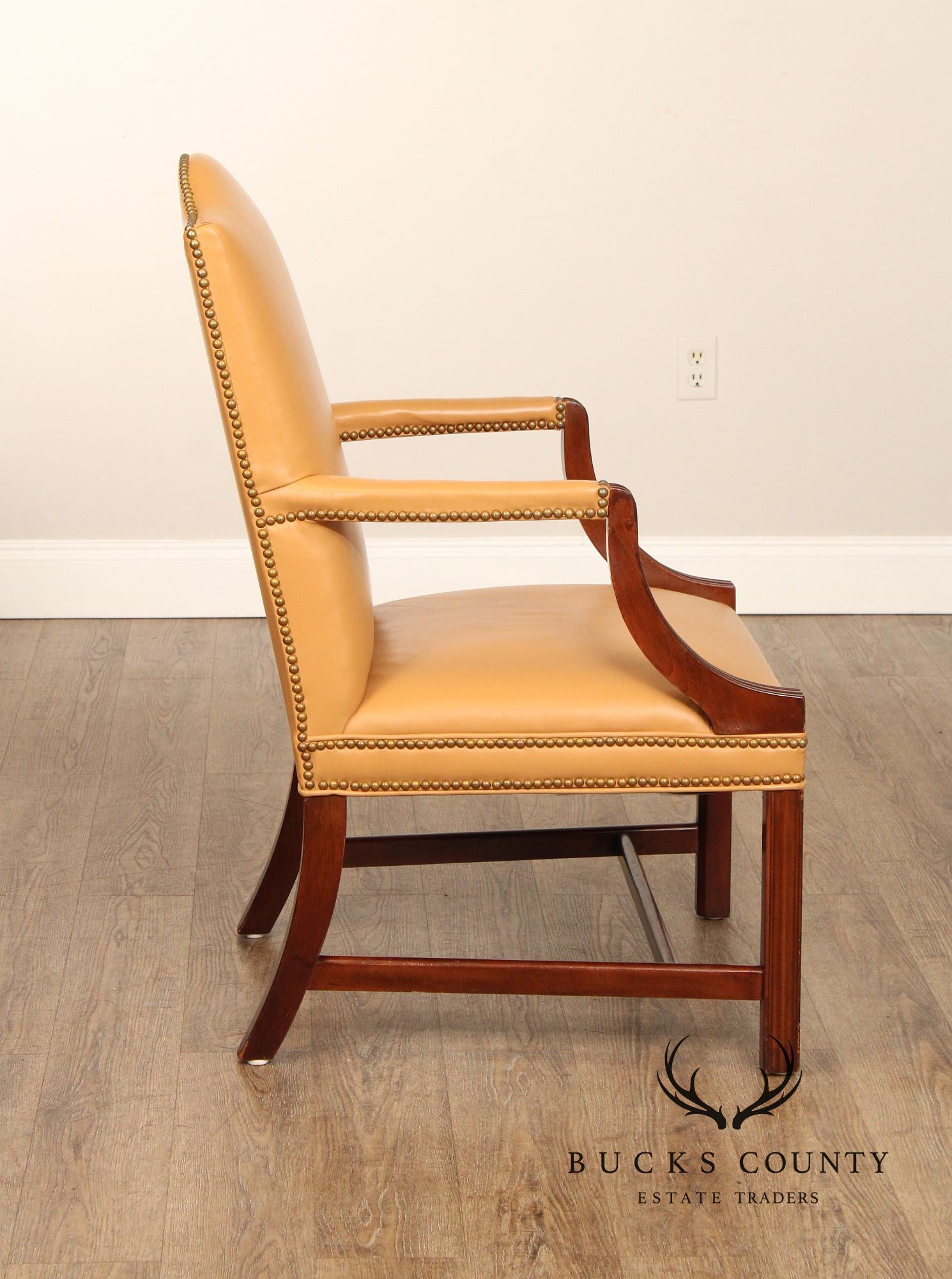 Chippendale Style Leather Martha Washington Armchair