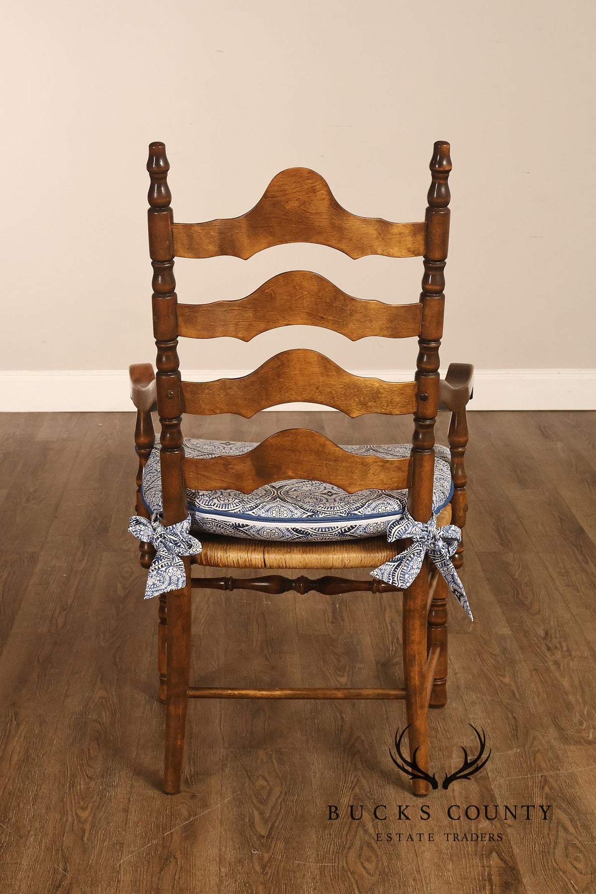 Hickory Chair Co. Set Of Six Country Ladder Back Rush Seat Dining Chairs