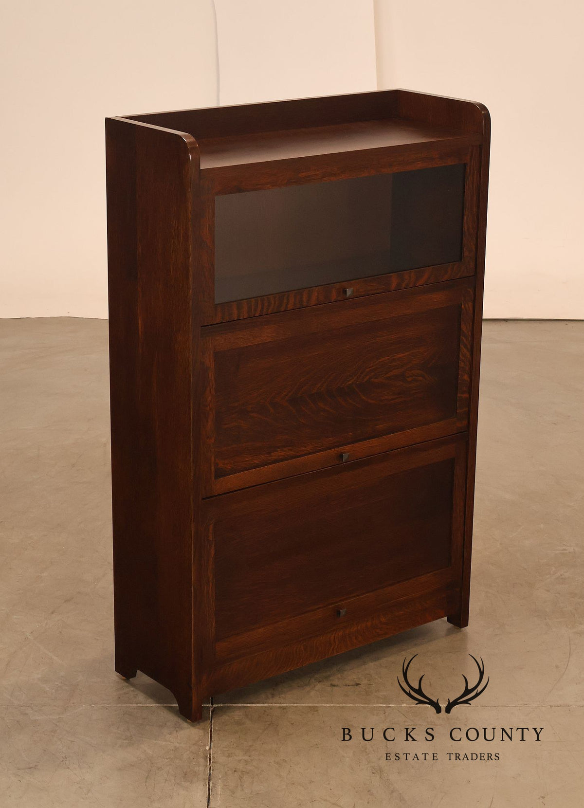 Stickley Mission Collection Oak Three-Section Barrister Bookcase