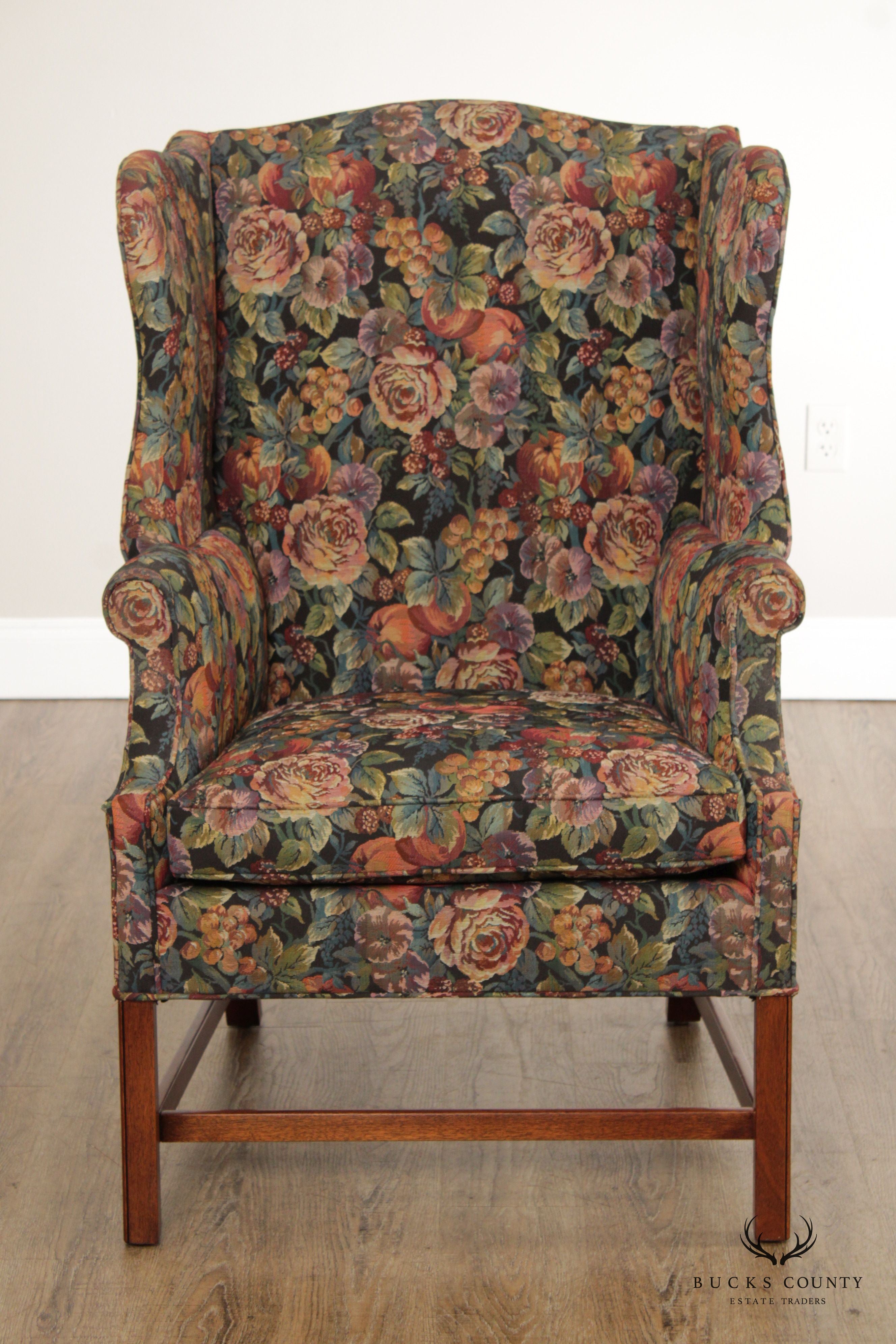 Southwood Chippendale Style Mahogany Wing Chair