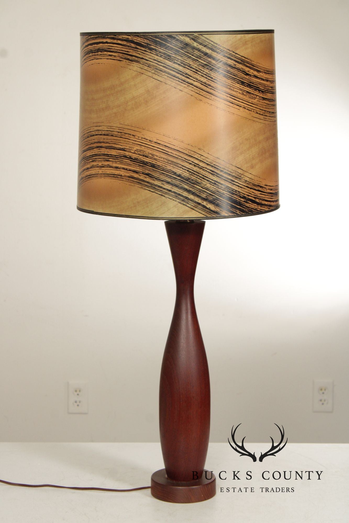 Mid Century Modern Sculpted Teak Table Lamp